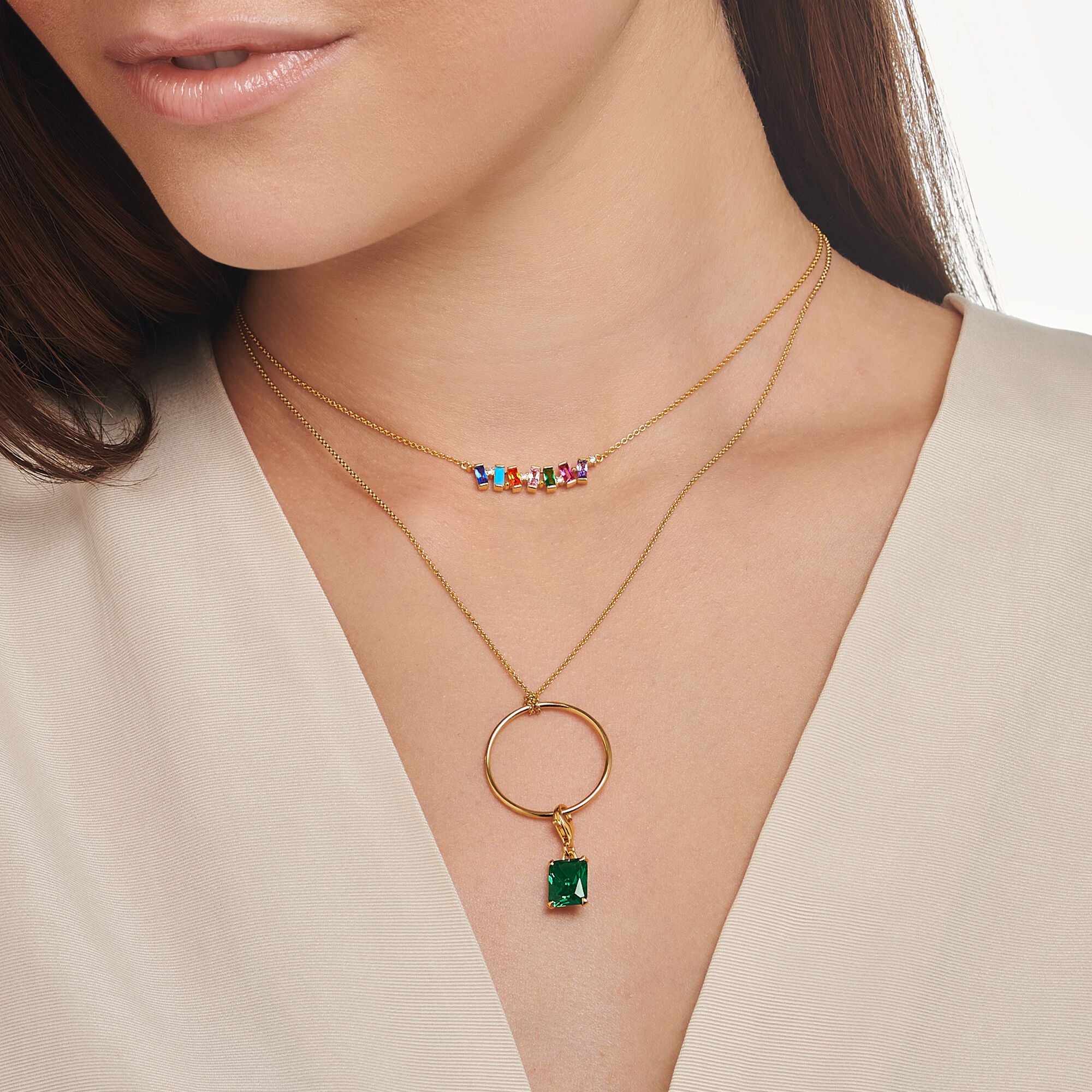 THOMAS SABO - Charm-Anhänger grüner Stein in Silber vergoldet - Juwelier Donkel