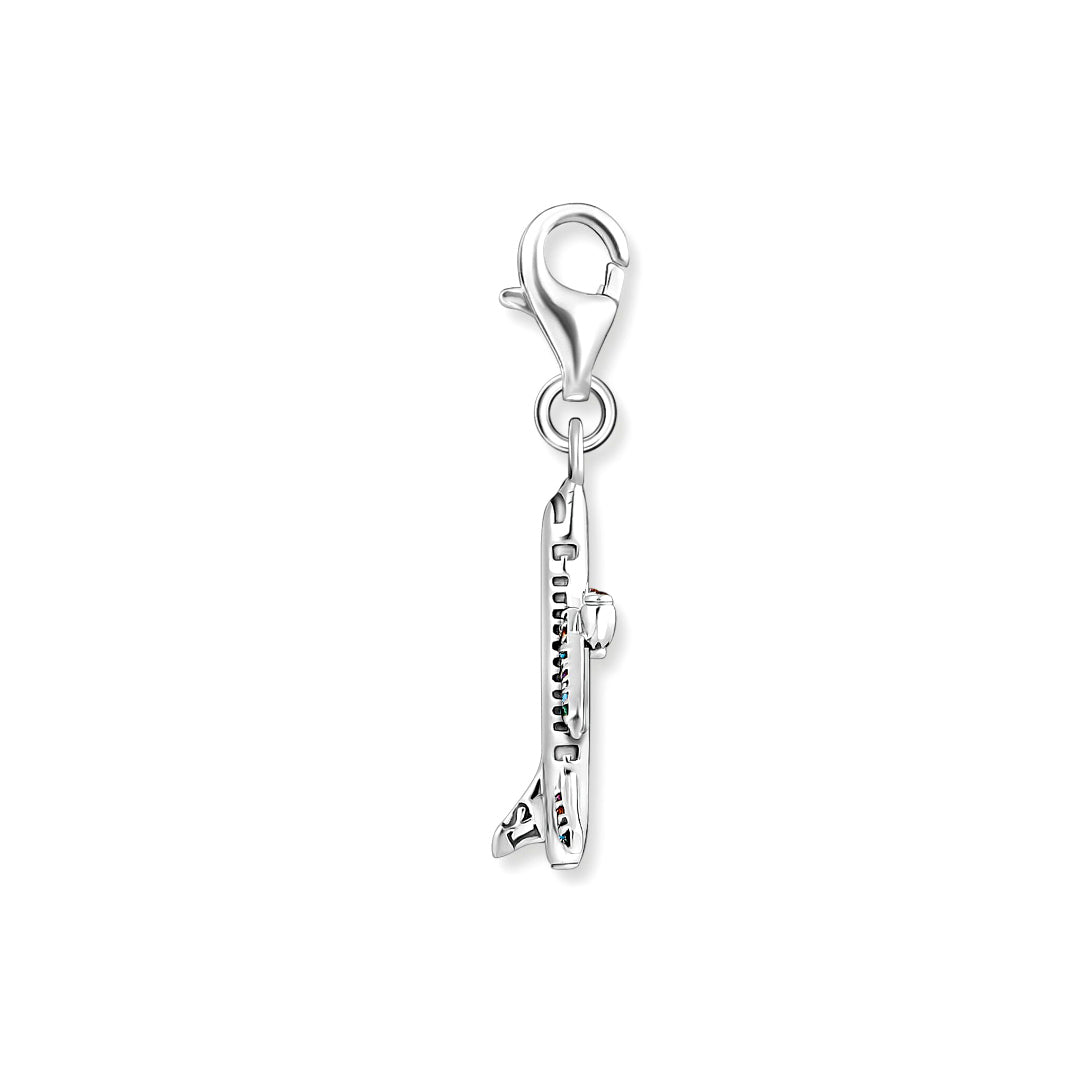 THOMAS SABO - Charm-Anhänger mit buntem Flugzeug in Silber