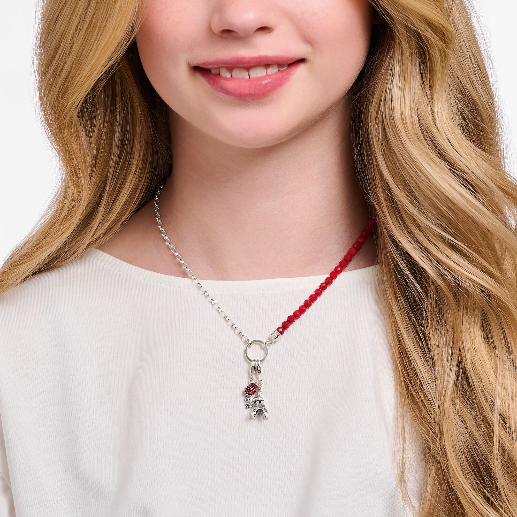 THOMAS SABO - Charm-Anhänger rote Rose in Silber