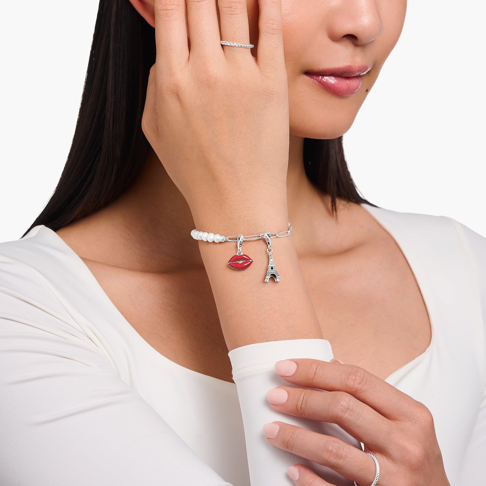THOMAS SABO - Charm-Anhänger Eiffelturm mit weißem Zirkonia in Silber - Juwelier Donkel