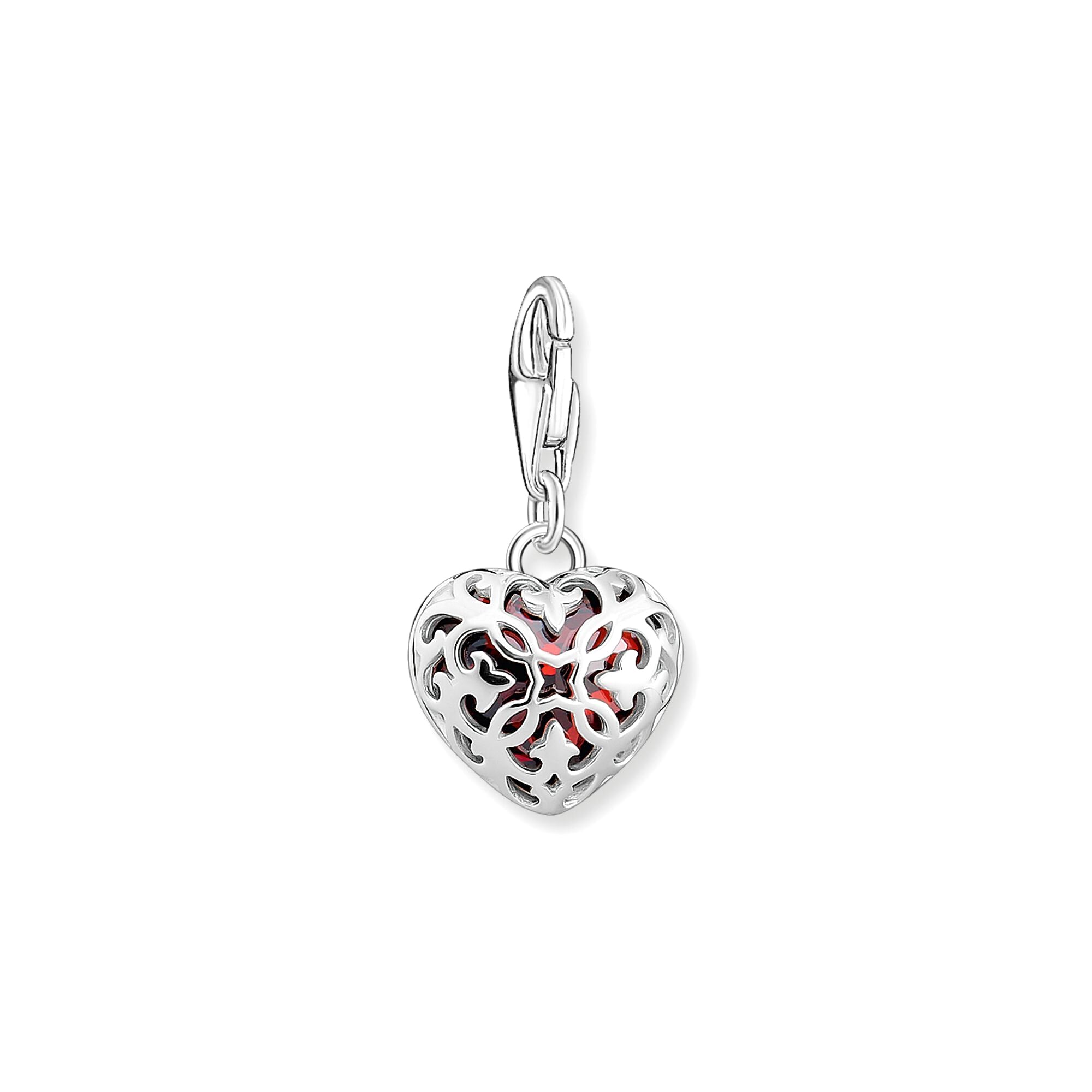 THOMAS SABO - Charm-Anhänger mit rotem Stein im Herzschliff in Silber - Juwelier Donkel