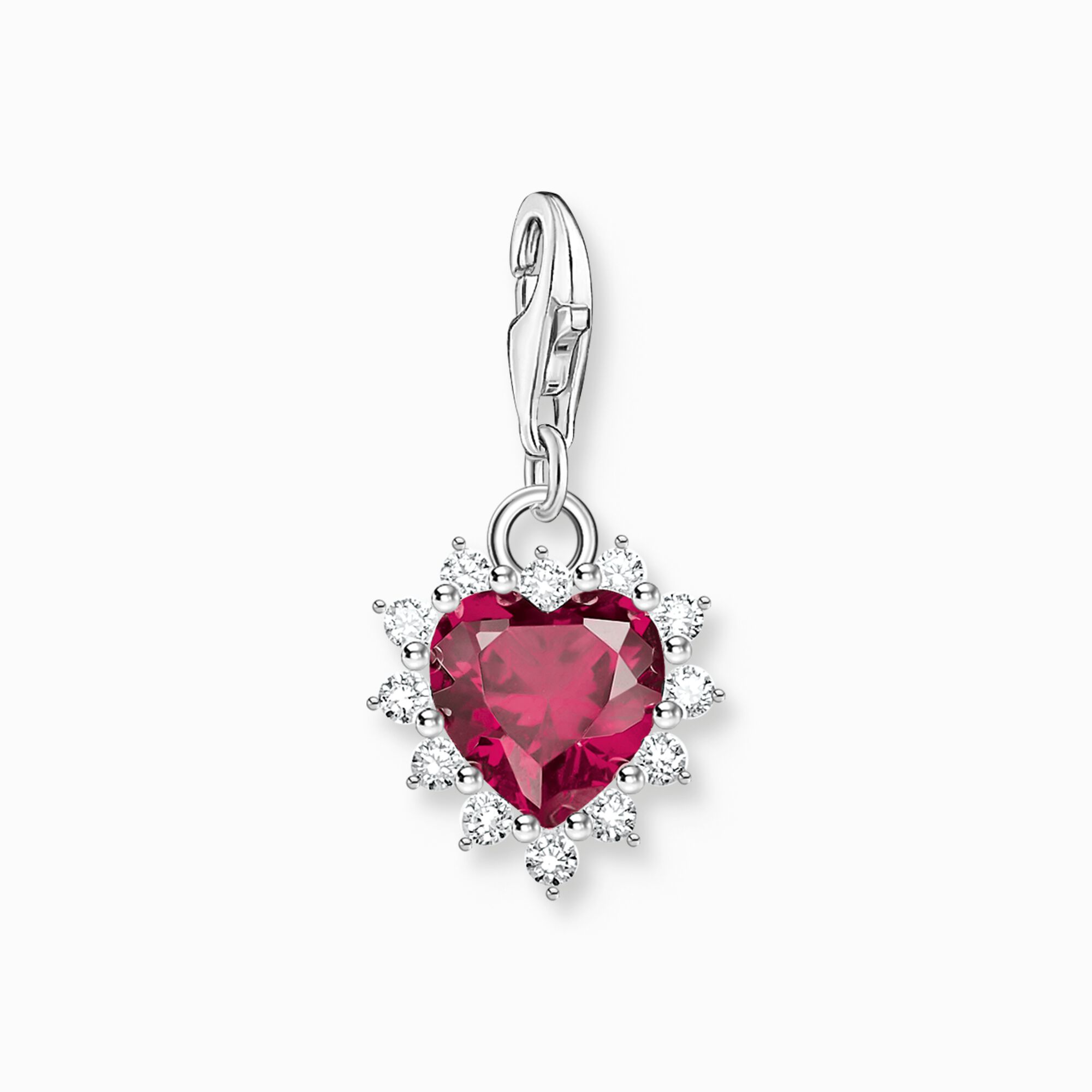 THOMAS SABO - Charm-Anhänger Herz mit rotem Stein Silber