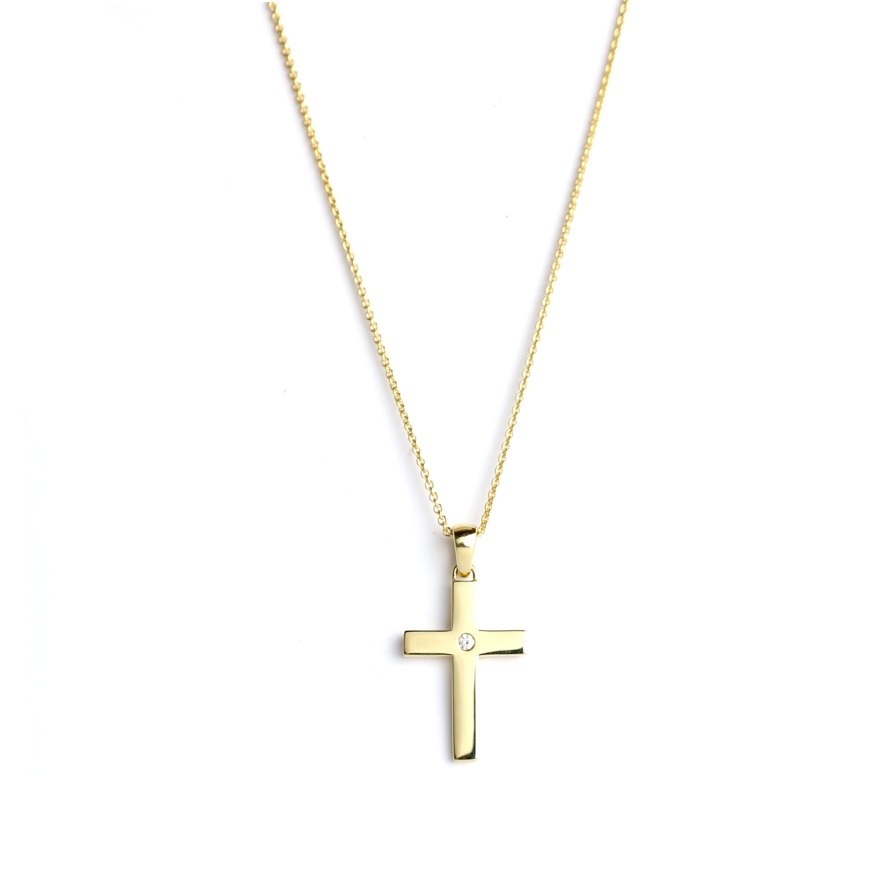 Kreuz Anhänger in Gold mit Brillant - Juwelier Donkel