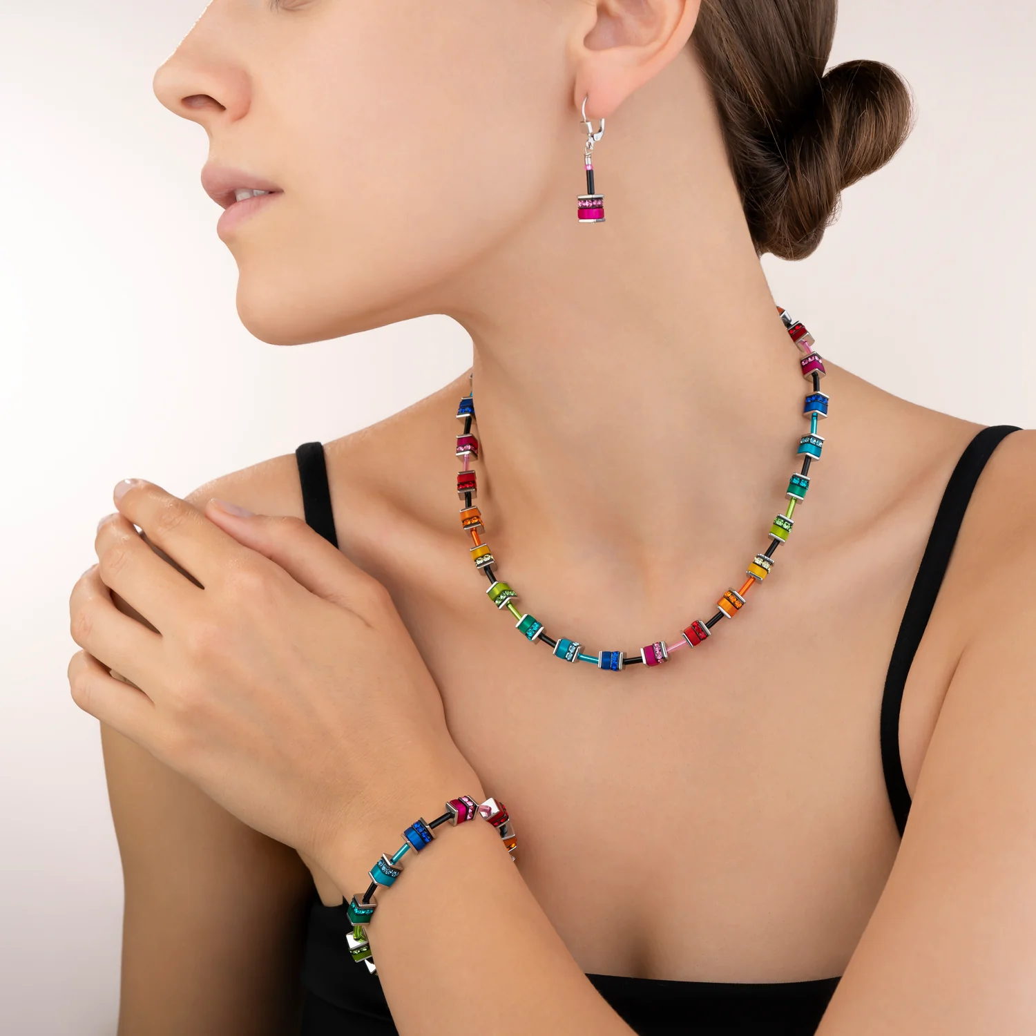 COEUR DE LION - Halskette GeoCUBE® classic Polaris & Strass multicolor Edelstahl - Juwelier Donkel