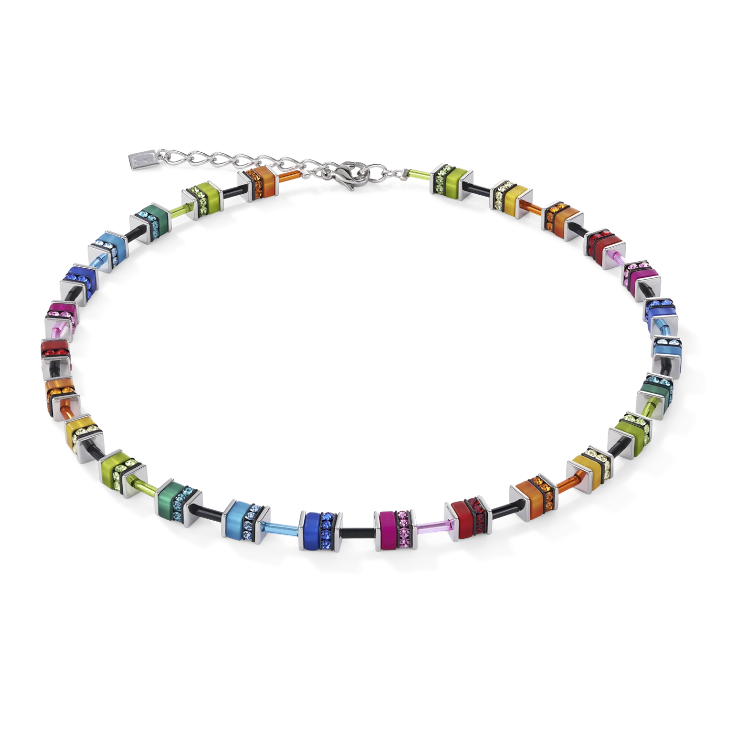 COEUR DE LION - Halskette GeoCUBE® classic Polaris & Strass multicolor Edelstahl - Juwelier Donkel