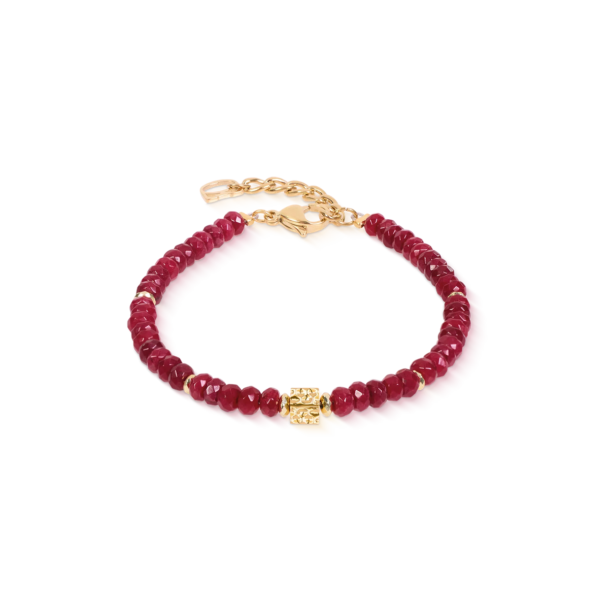 Armband Hammered Cube Ruby Gold