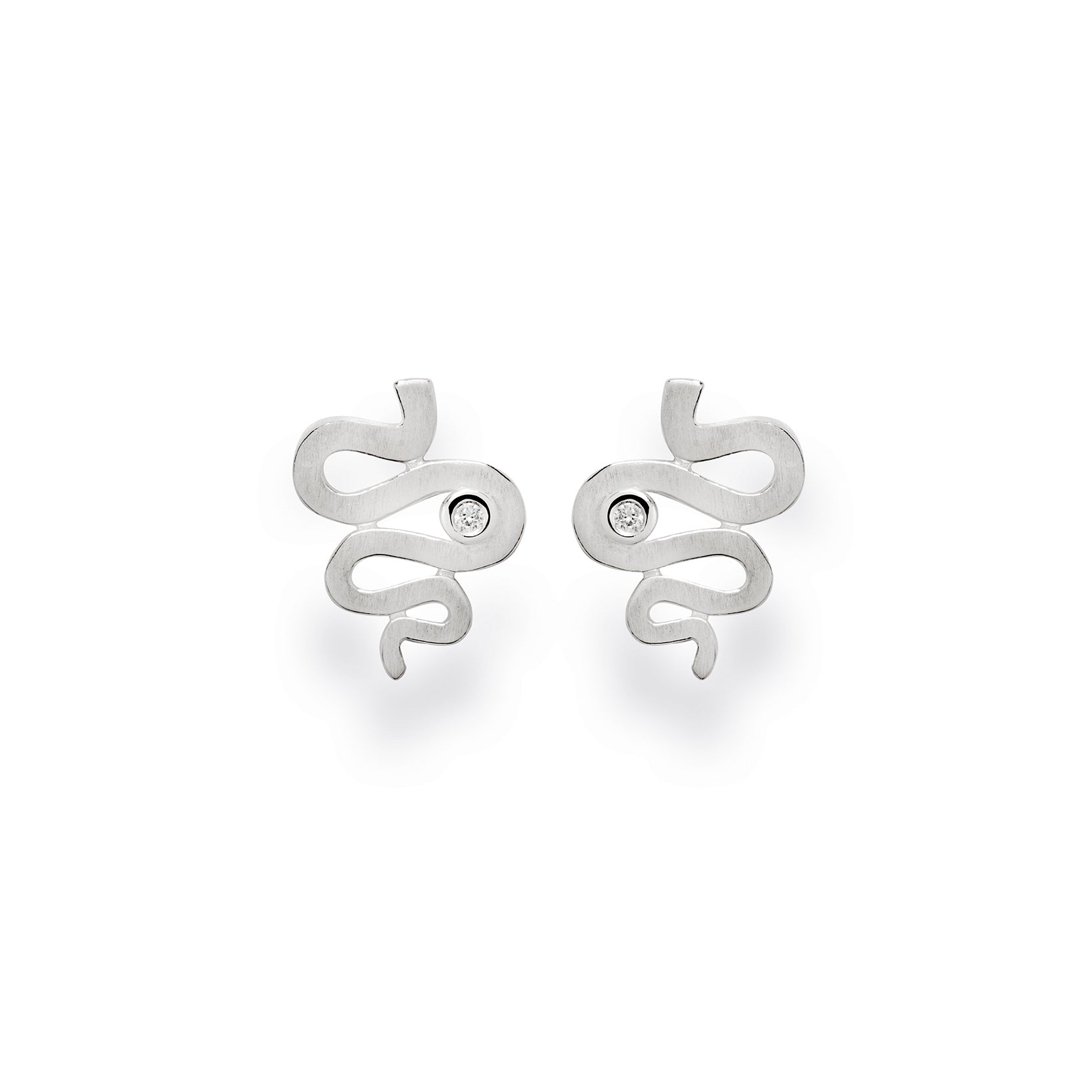 BASTIAN INVERUN - Ohrstecker Schlangenoptik in Silber mit Brillant - Juwelier Donkel