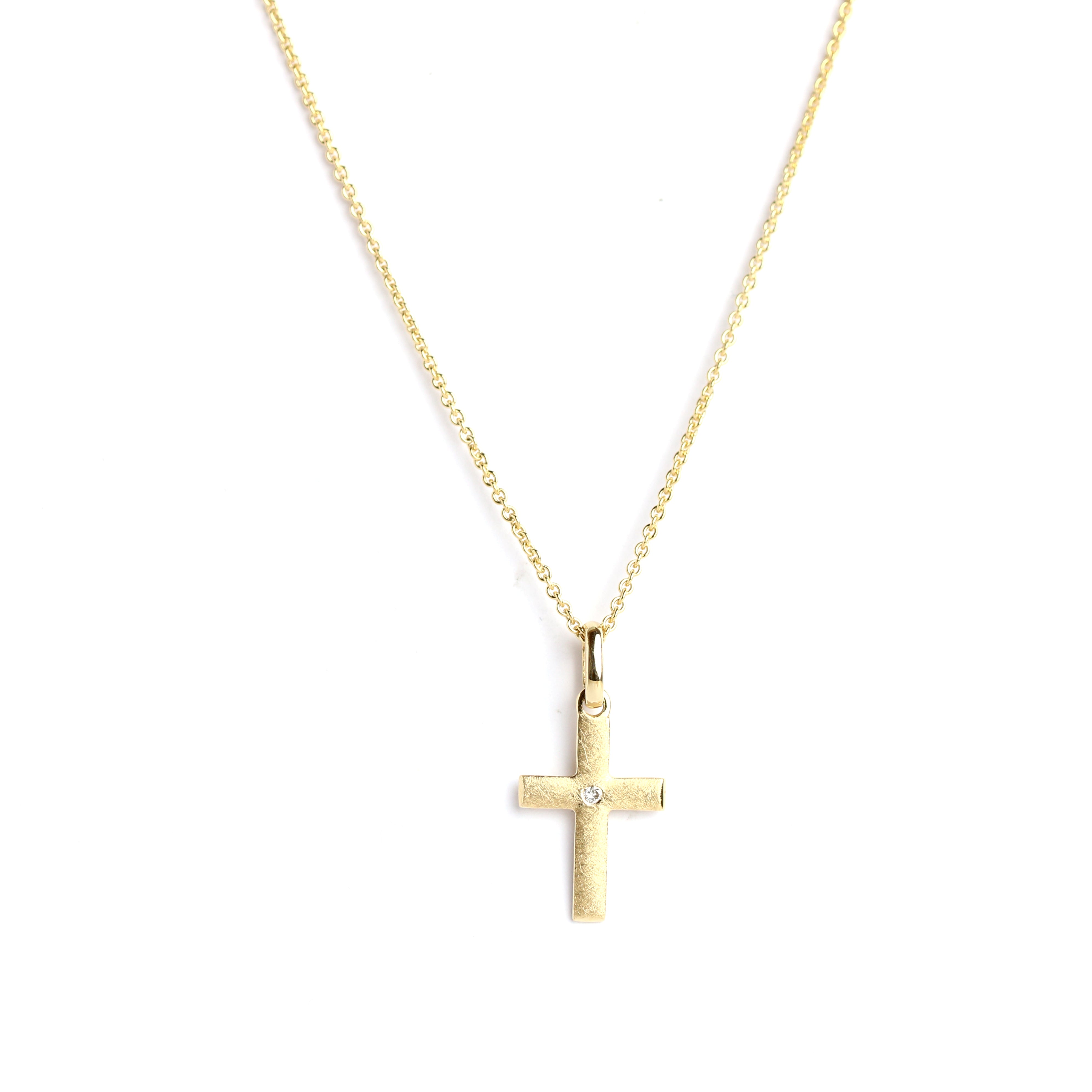 WILHELM MÜLLER - Kreuz Anhänger in Gold mit Brillant