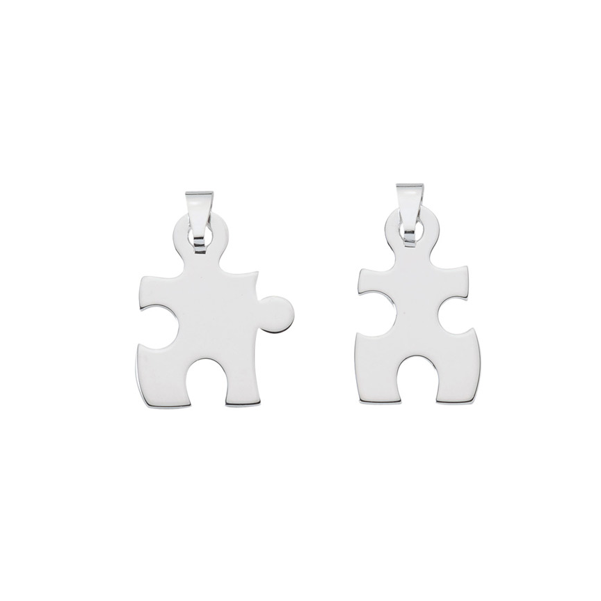 Anhänger 2 Puzzleteile in Silber (Gravur auch möglich) - Juwelier Donkel