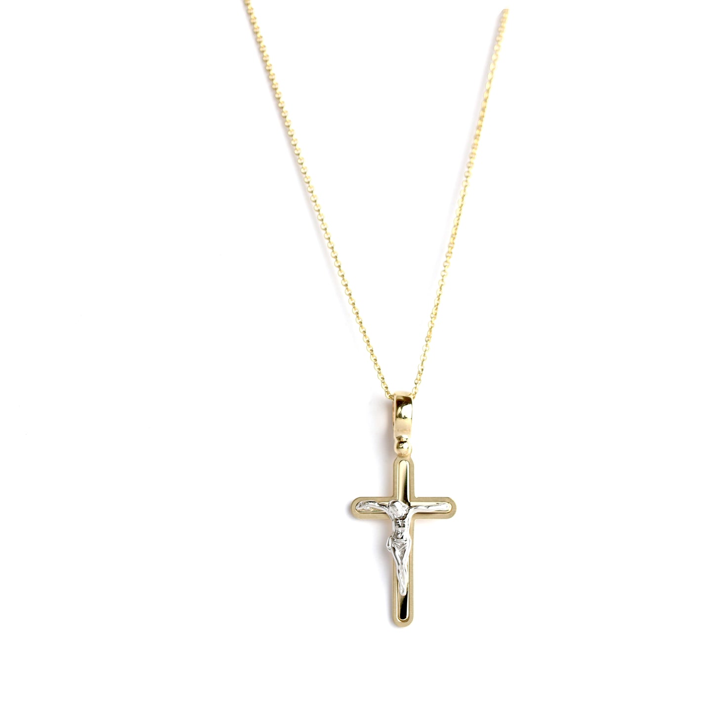 WILHELM MÜLLER - Kreuz Anhänger in Bicolor Gold mit Korpus