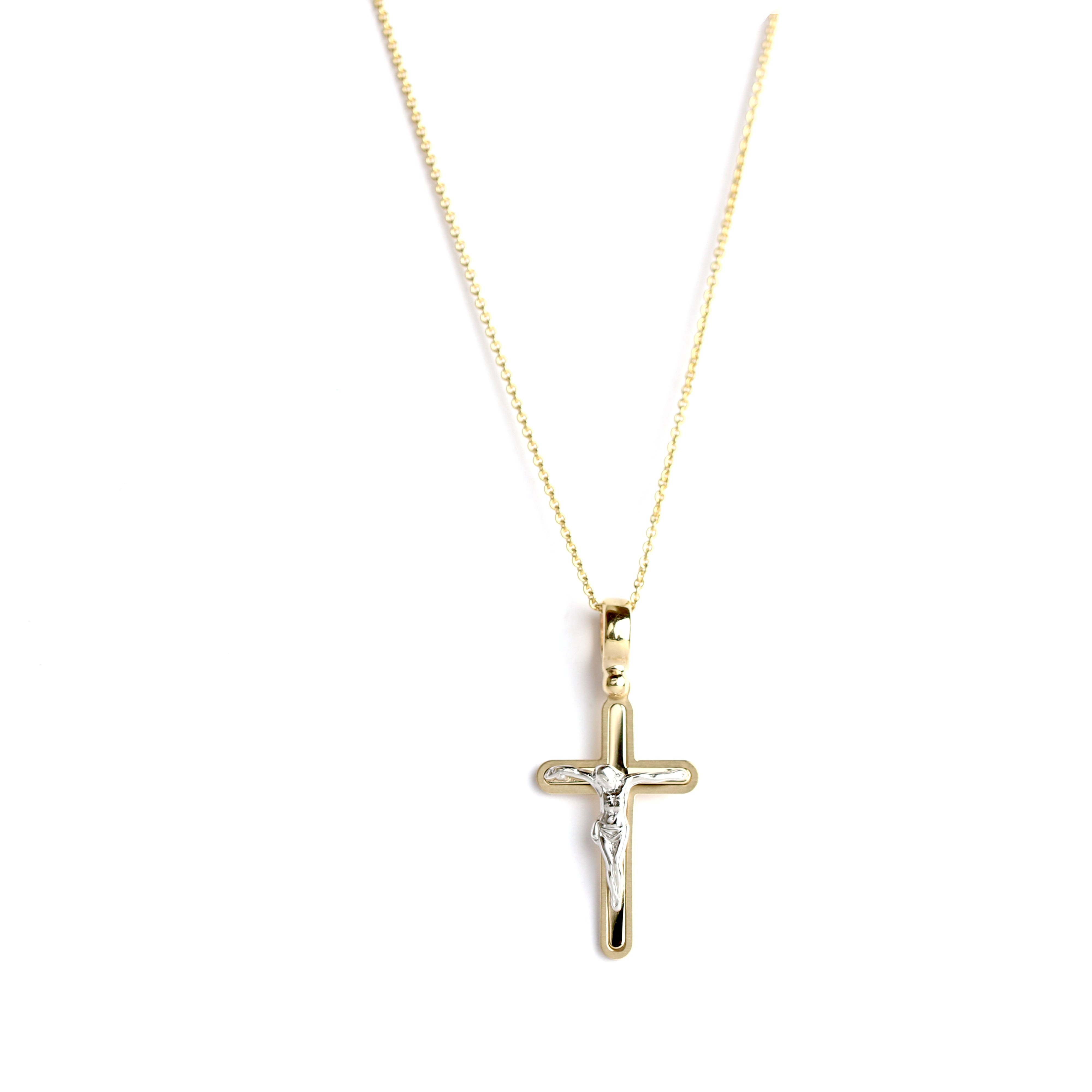 WILHELM MÜLLER - Kreuz Anhänger in Bicolor Gold mit Korpus - Juwelier Donkel