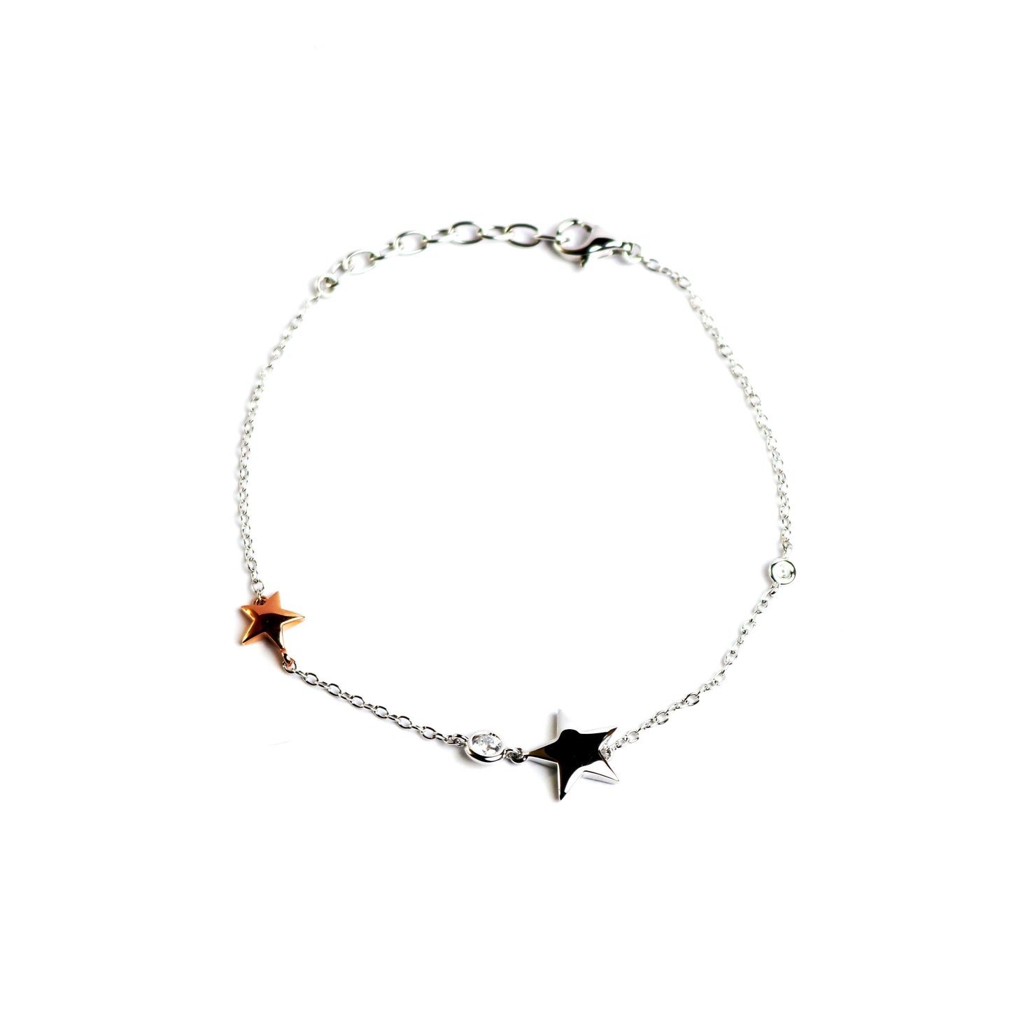 WILHELM MÜLLER - Armkette in Silber teilweise rose vergoldet mit Sternen und Zirkonia