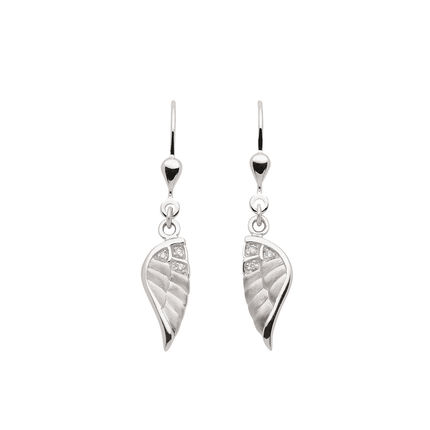 FRÖHLICH - Ohrhänger in Silber mit Federmotiv und Zirkonia