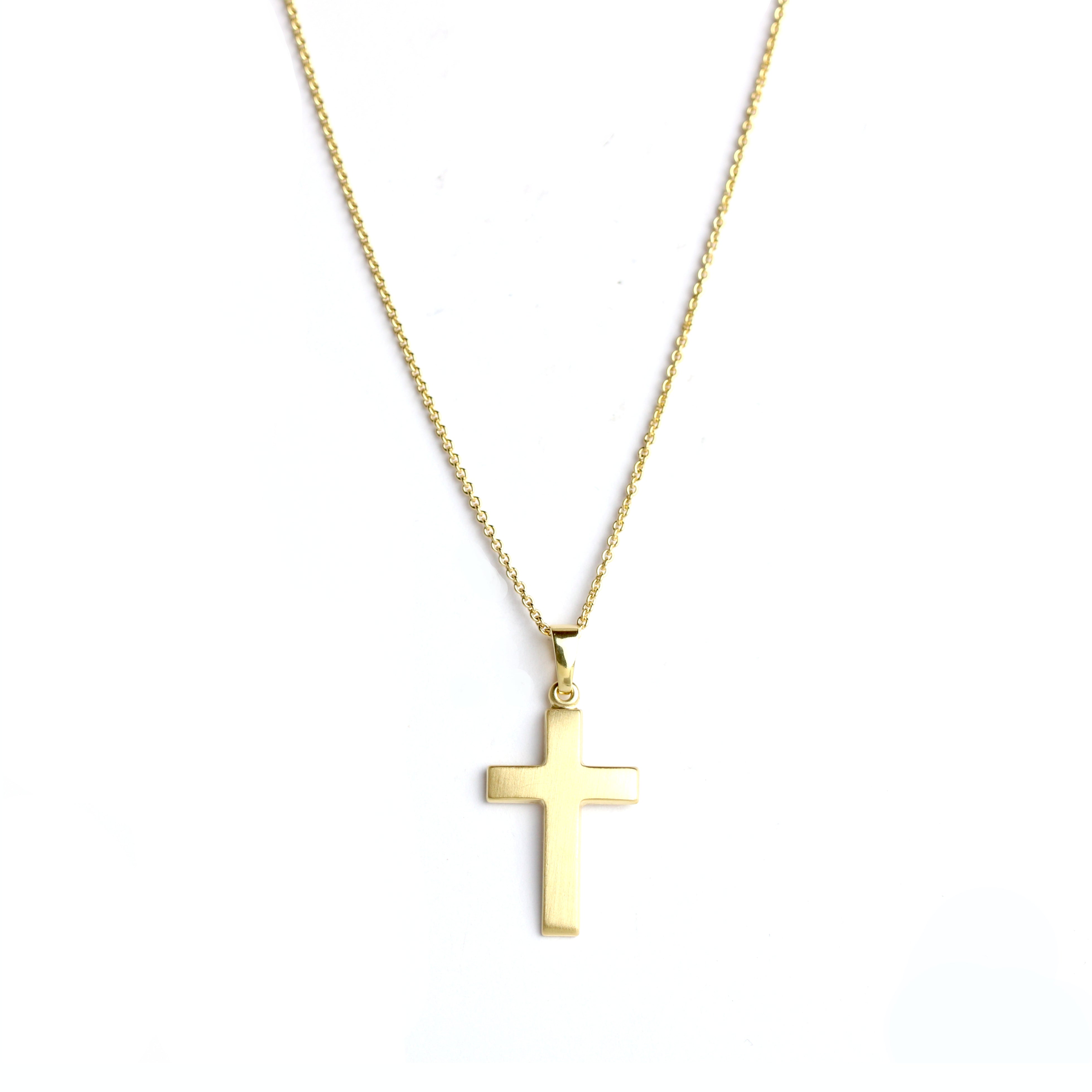 Kreuz Anhänger in Gold mattiert - Juwelier Donkel