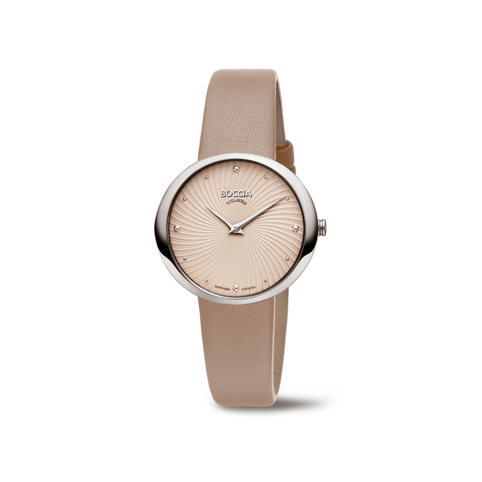 BOCCIA - Titanium Damenuhr creme "Turbinenrad"