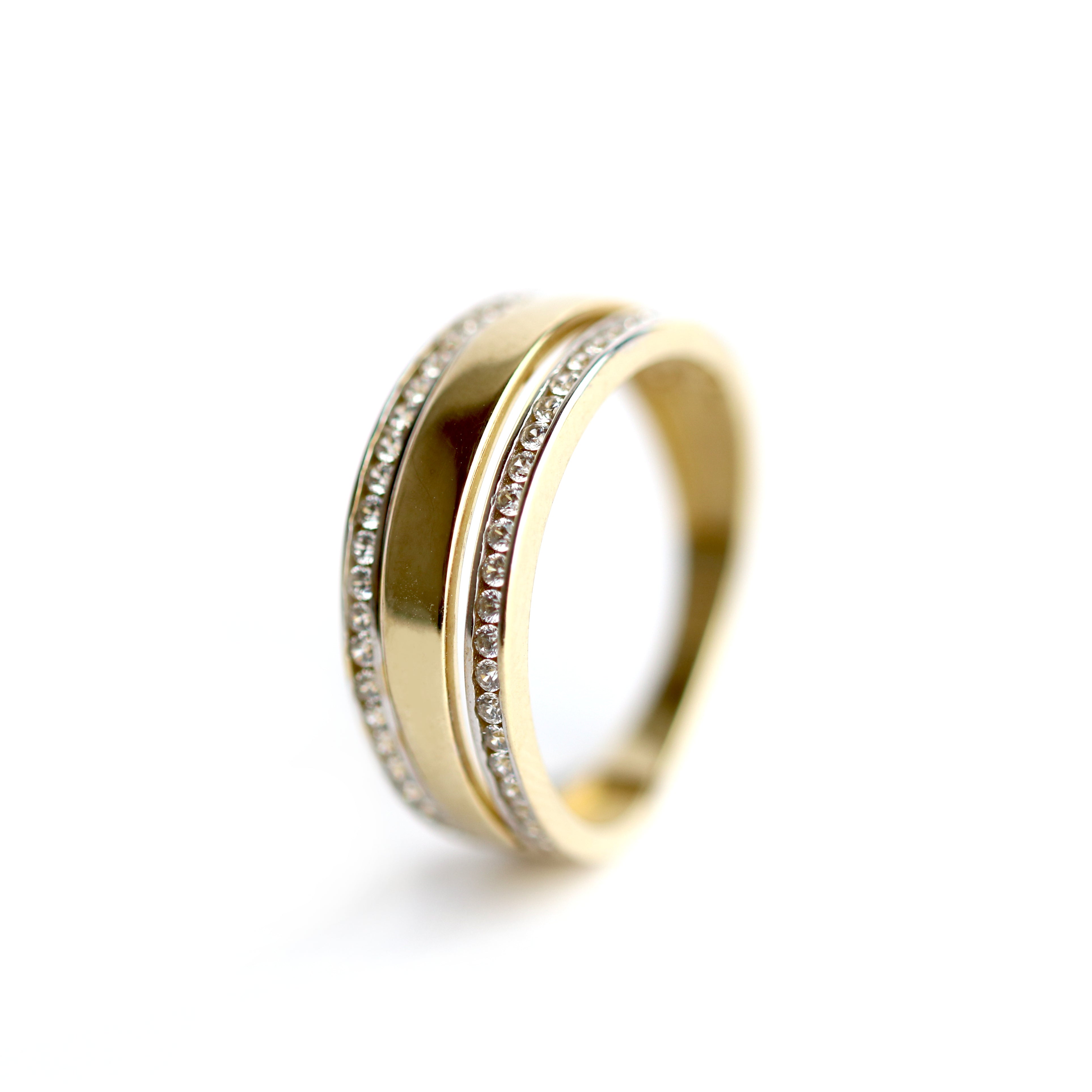 WILHELM MÜLLER - Ring mit breiter Schiene in Gold mit Zirkonia - Juwelier Donkel