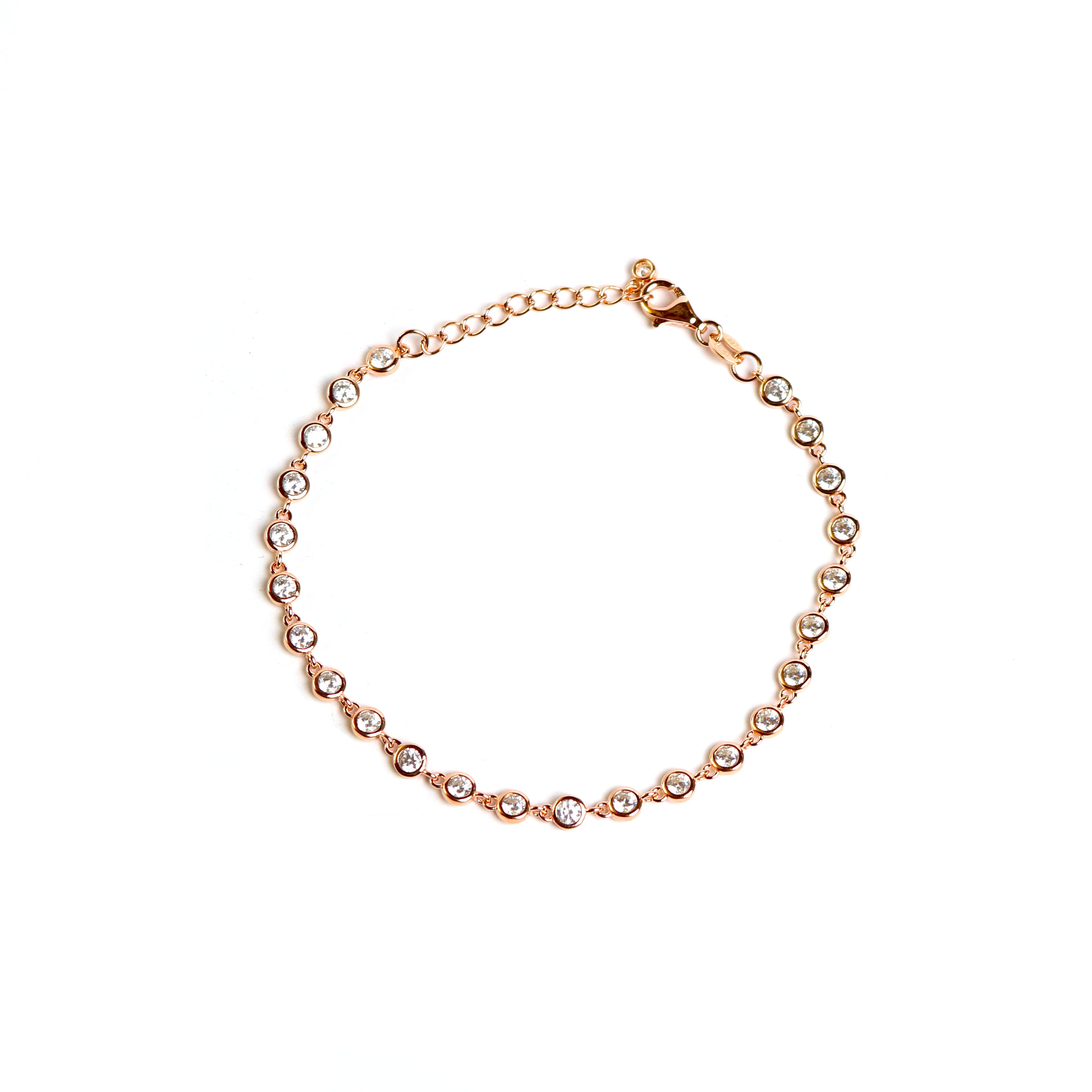 Armkette in Silber rosevergoldet mit Zirkonia - Juwelier Donkel