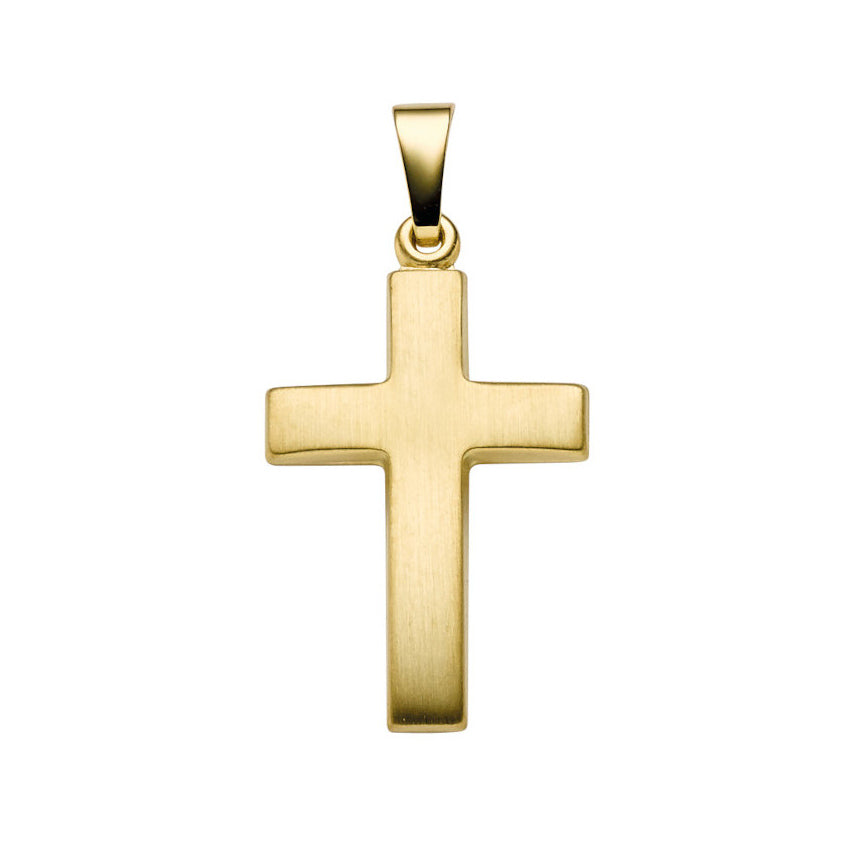 FRÖHLICH - Kreuz Anhänger in Gold mattiert