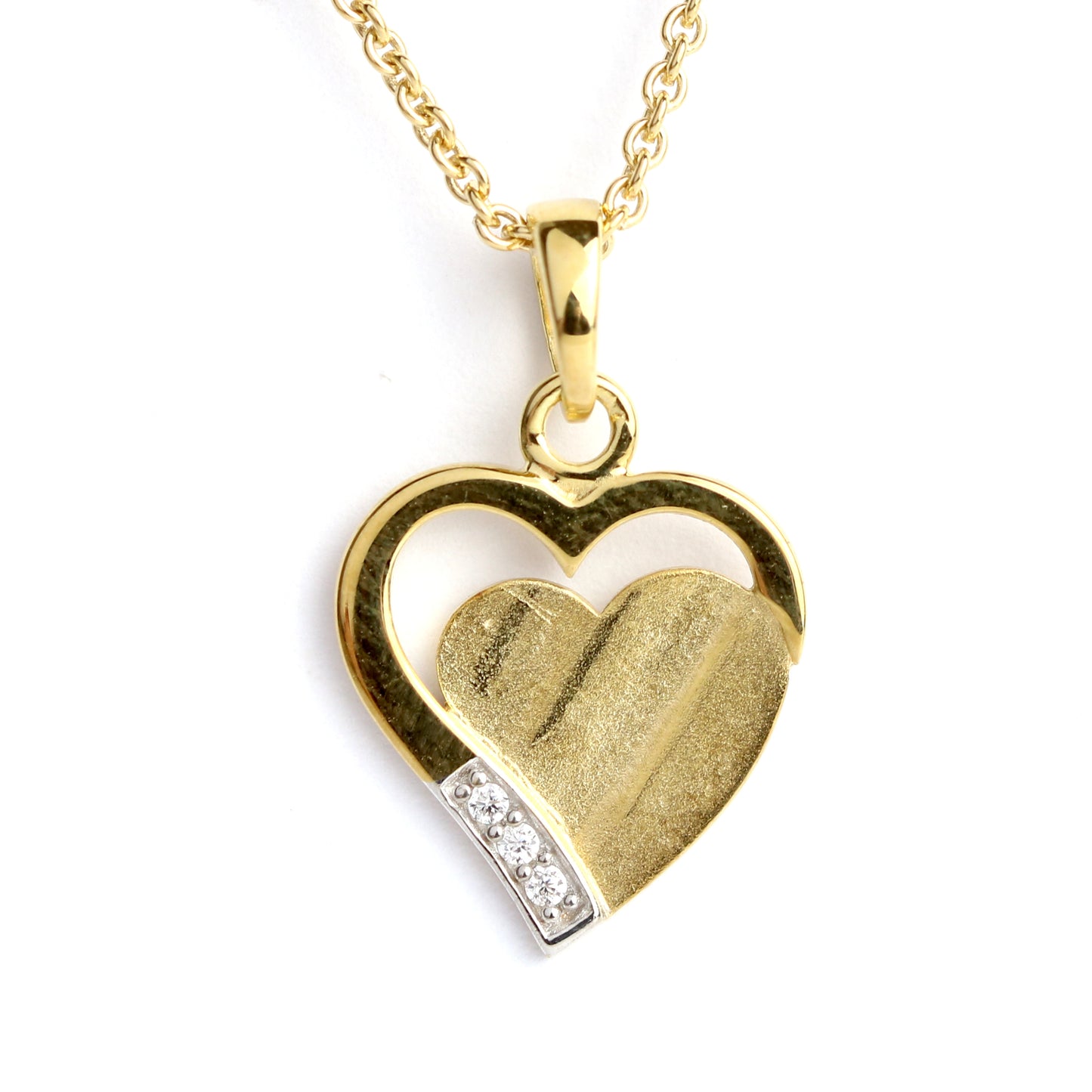 FRÖHLICH - Anhänger Herz in Gold mattiert mit Zirkonia