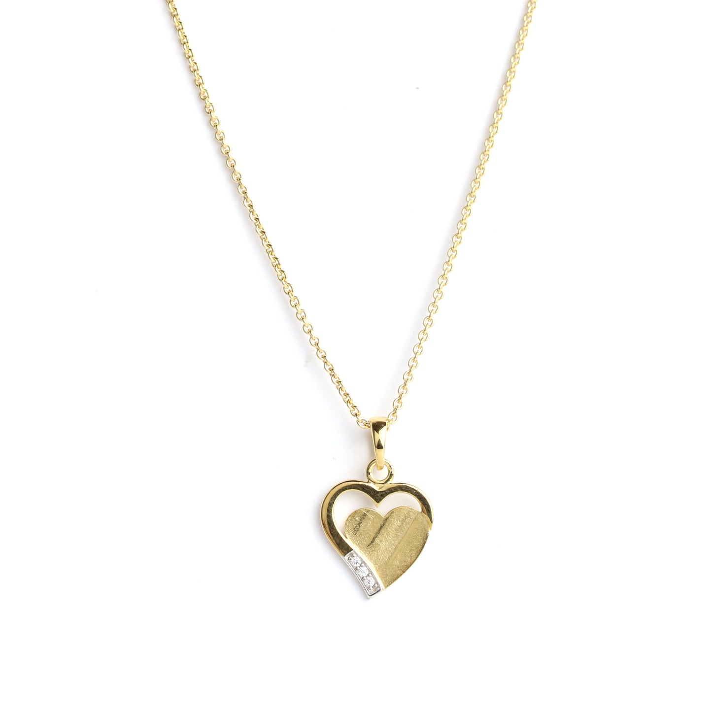 FRÖHLICH - Anhänger Herz in Gold mattiert mit Zirkonia
