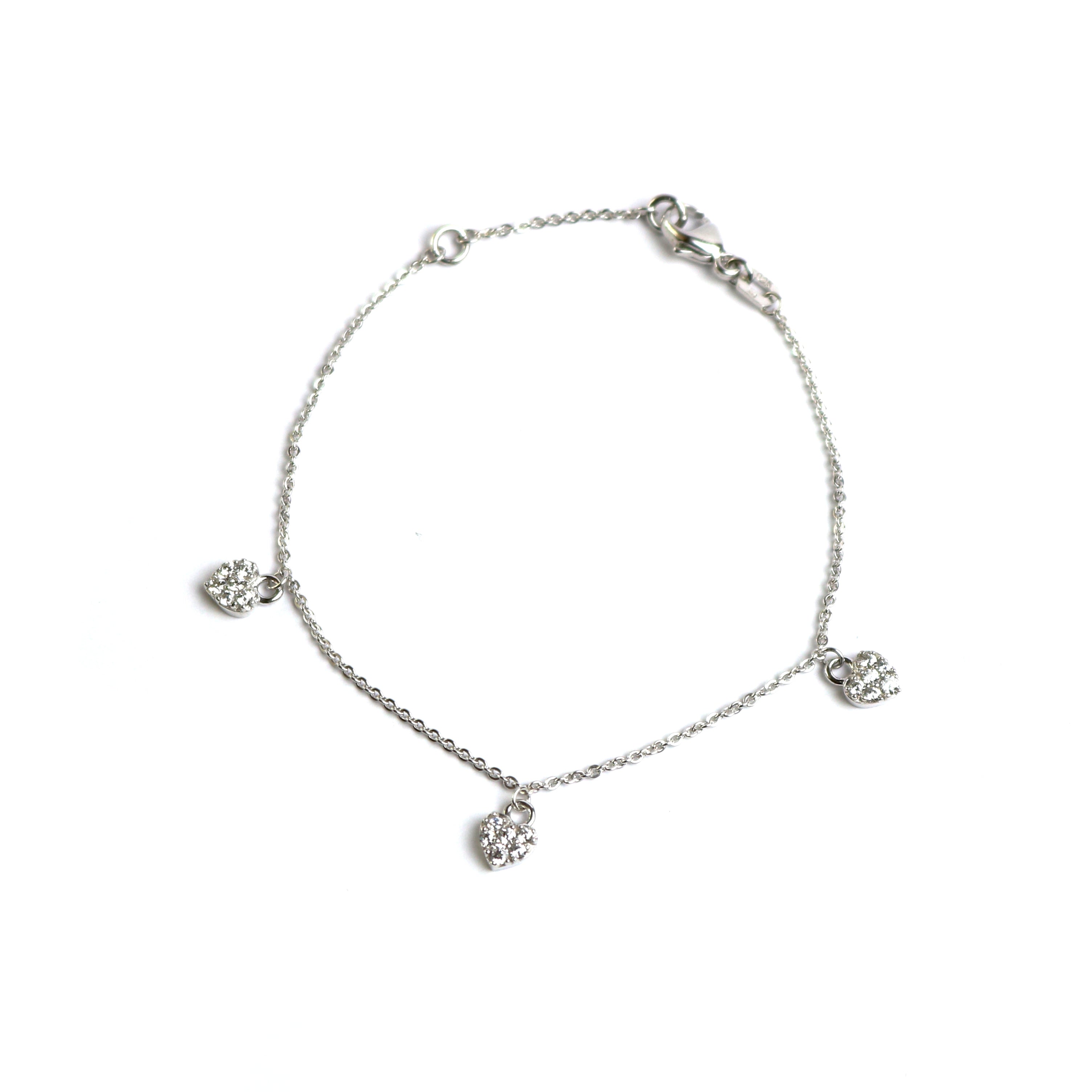 WILHELM MÜLLER - Armkette in Silber Herzen besetzt mit Zirkonia - Juwelier Donkel