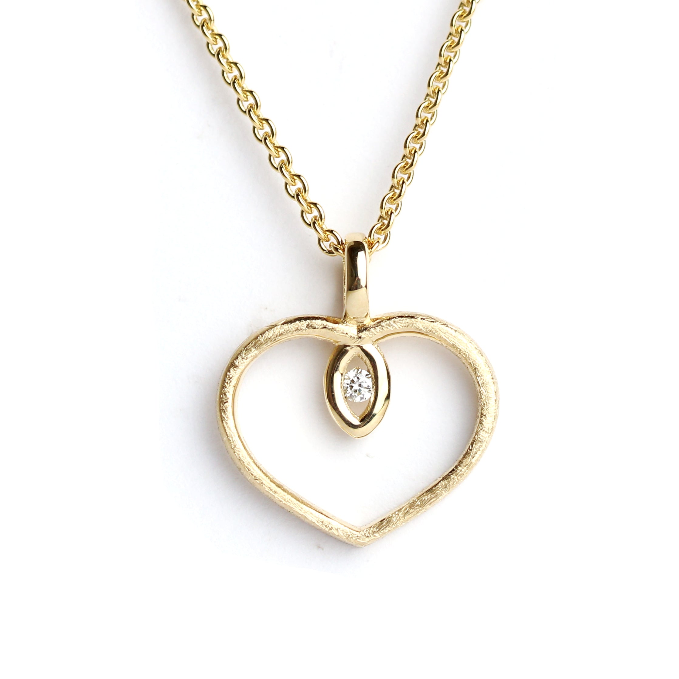 WILHELM MÜLLER - Anhänger Herz in Gold mit kleinem Brillant - Juwelier Donkel