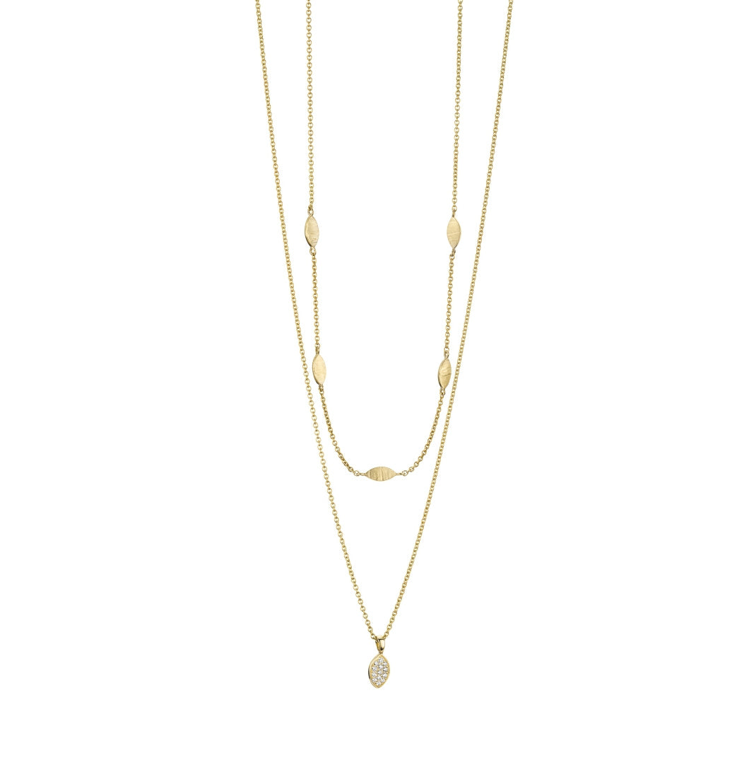 WILHELM MÜLLER - Halskette zweireihig in Gold mit Zirkonia - Juwelier Donkel