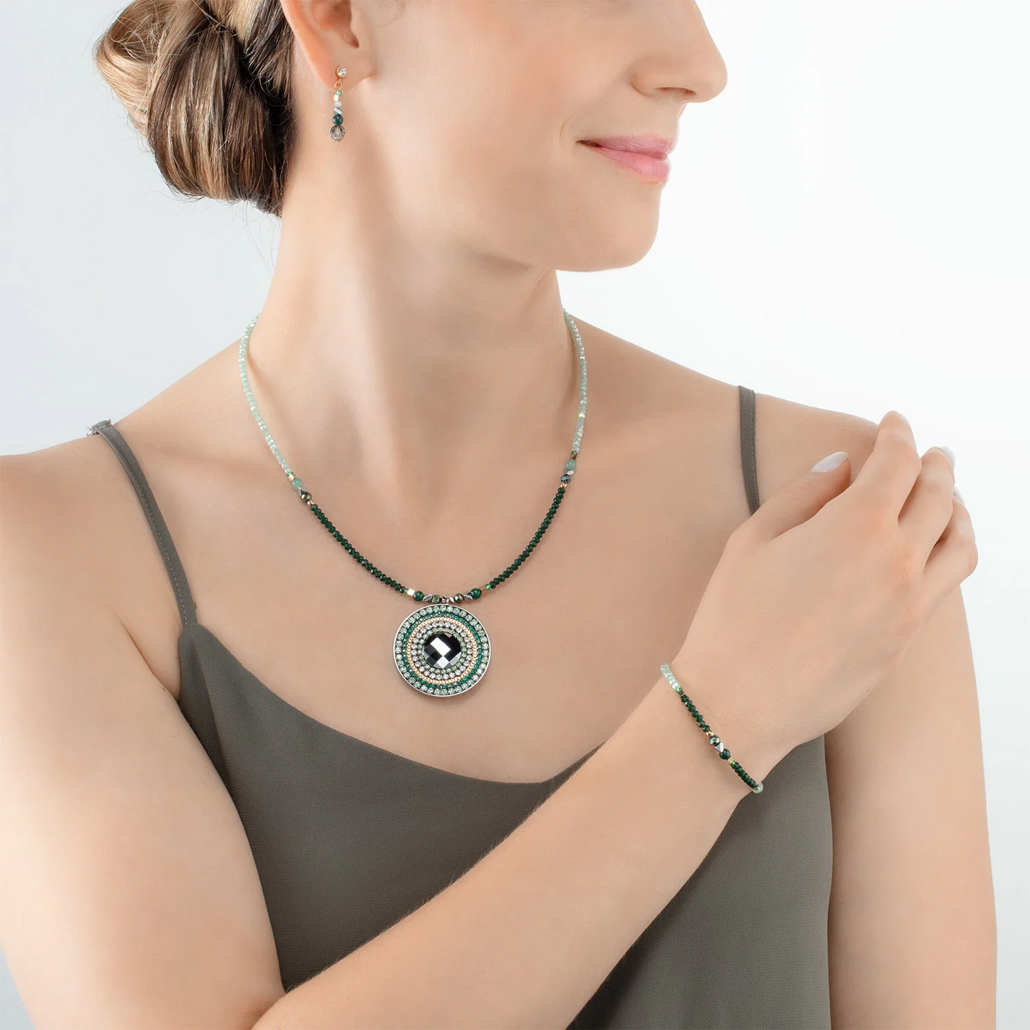 COEUR DE LION - Armkette Amulett Glamorous in Edelstahl Grün-Gold