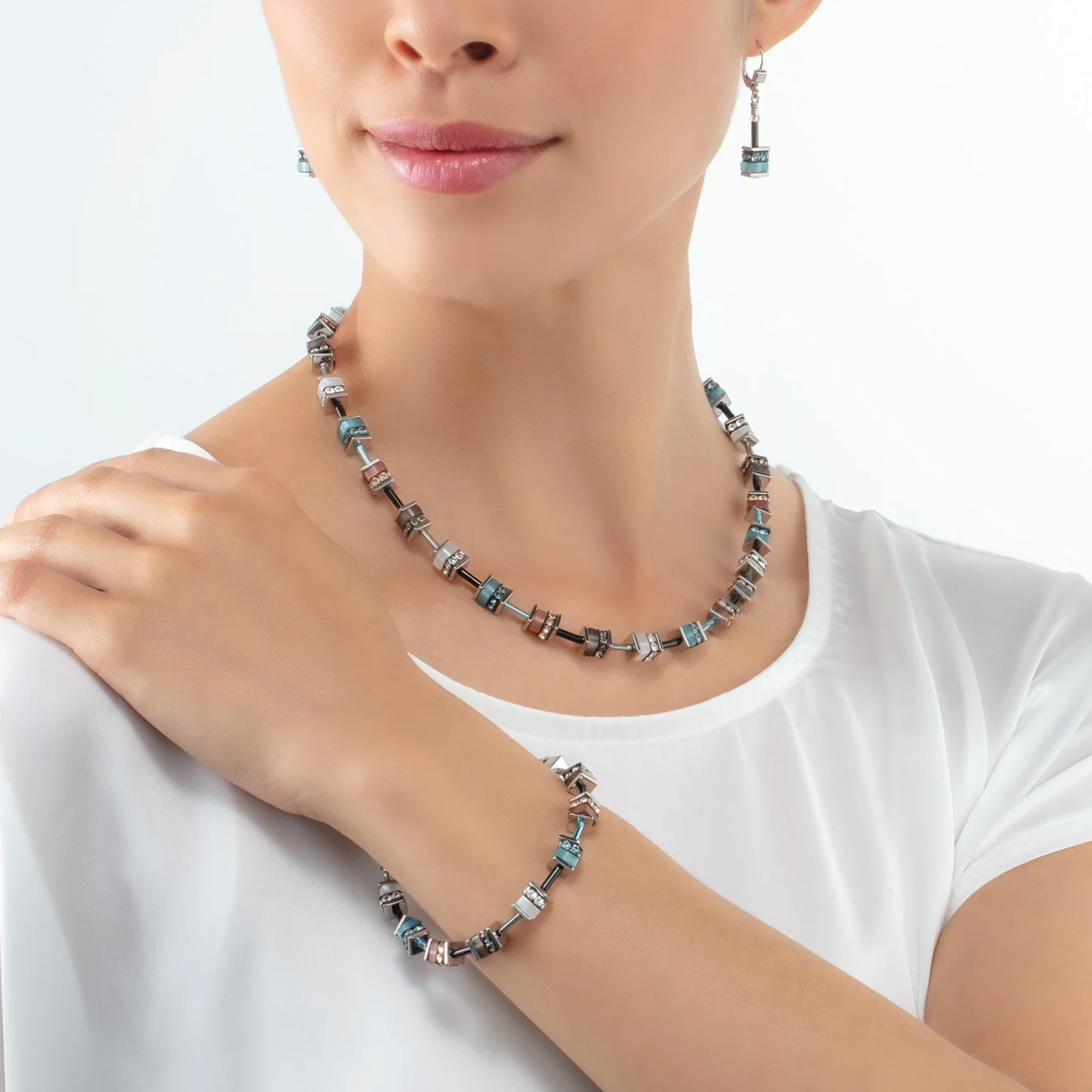 COEUR DE LION - Armkette Sparkling Classic Pastel in Edelstahl Grau