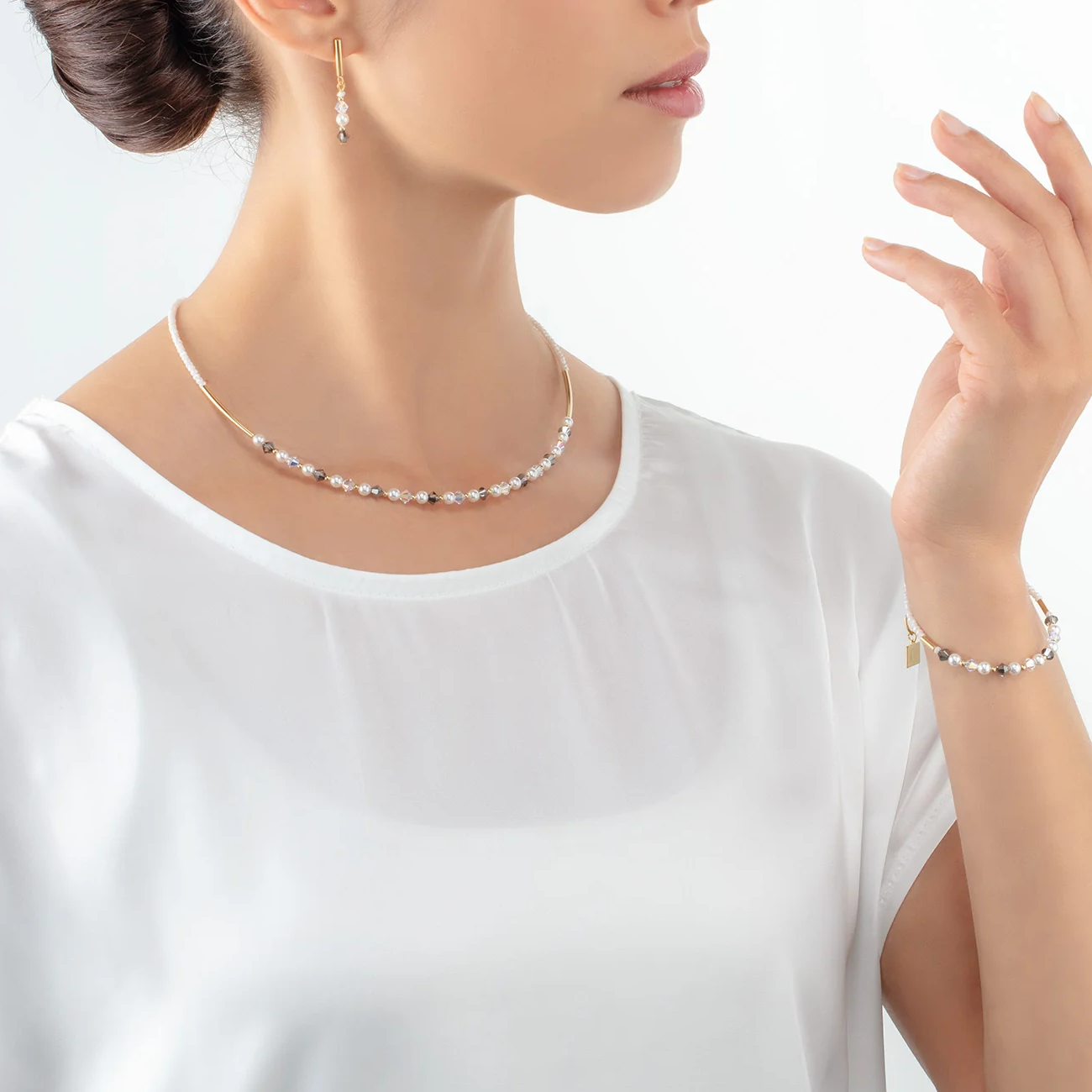 COEUR DE LION - Halskette Princess Pearls mit Kristallen in Edelstahl Gold