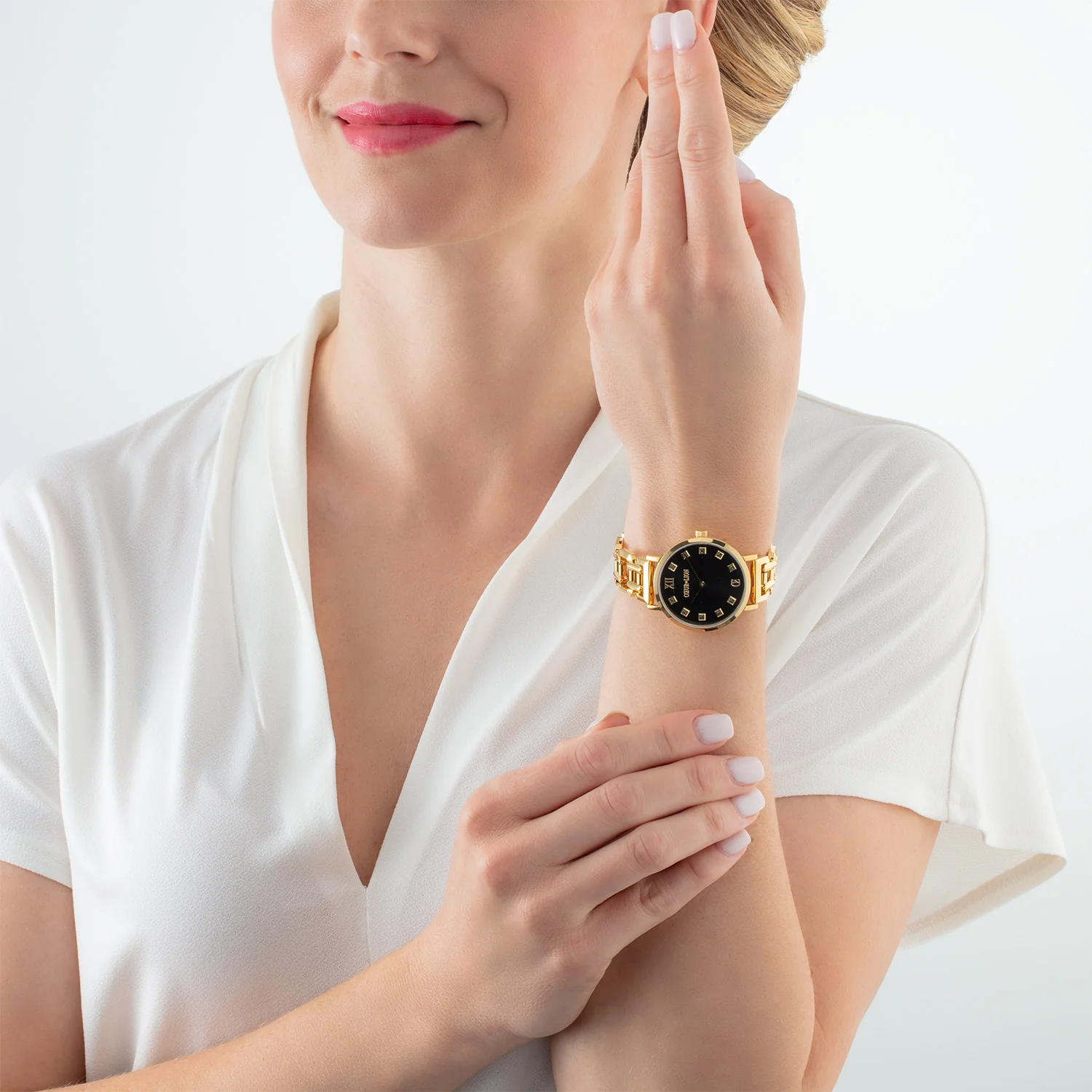 COEUR DE LION - Damenuhr Sparkling Glamourous Schwarz Edelstahl vergoldet - Juwelier Donkel