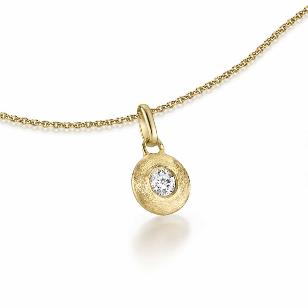 WILHELM MÜLLER - Halskette in Gold eismatt mit Brillant Anhänger