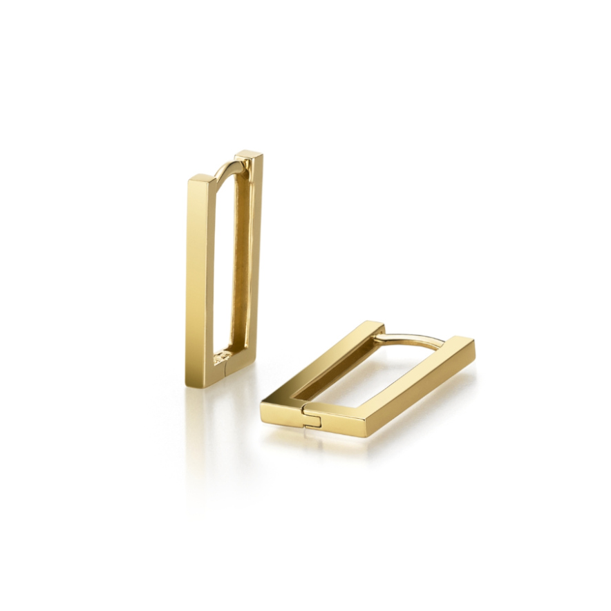 WILHELM MÜLLER - Creolen rechteckig in Gold poliert - Juwelier Donkel