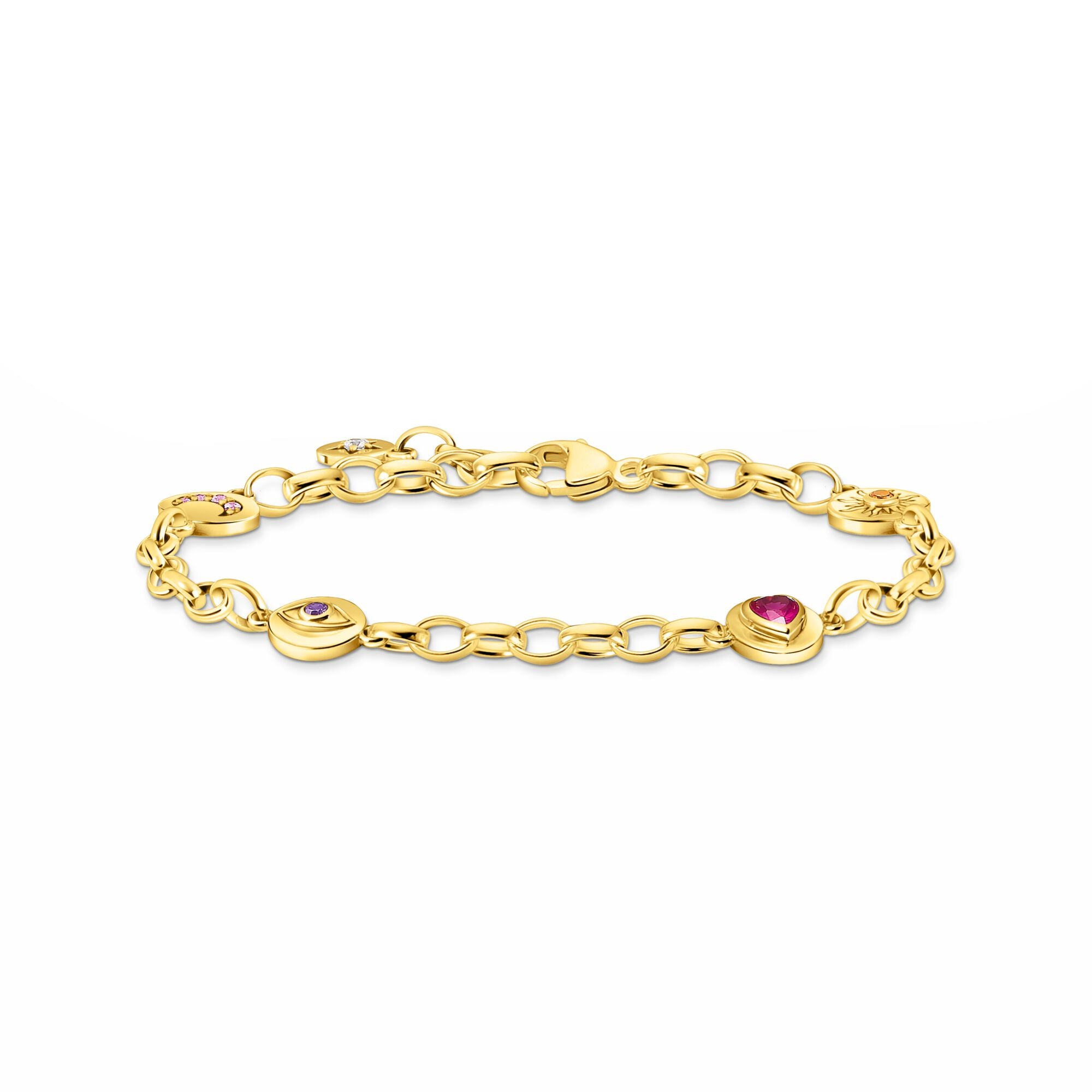 THOMAS SABO - Armkette in Silber vergoldet mit symbolischen Mond, Auge, Herz und Sonne - Juwelier Donkel