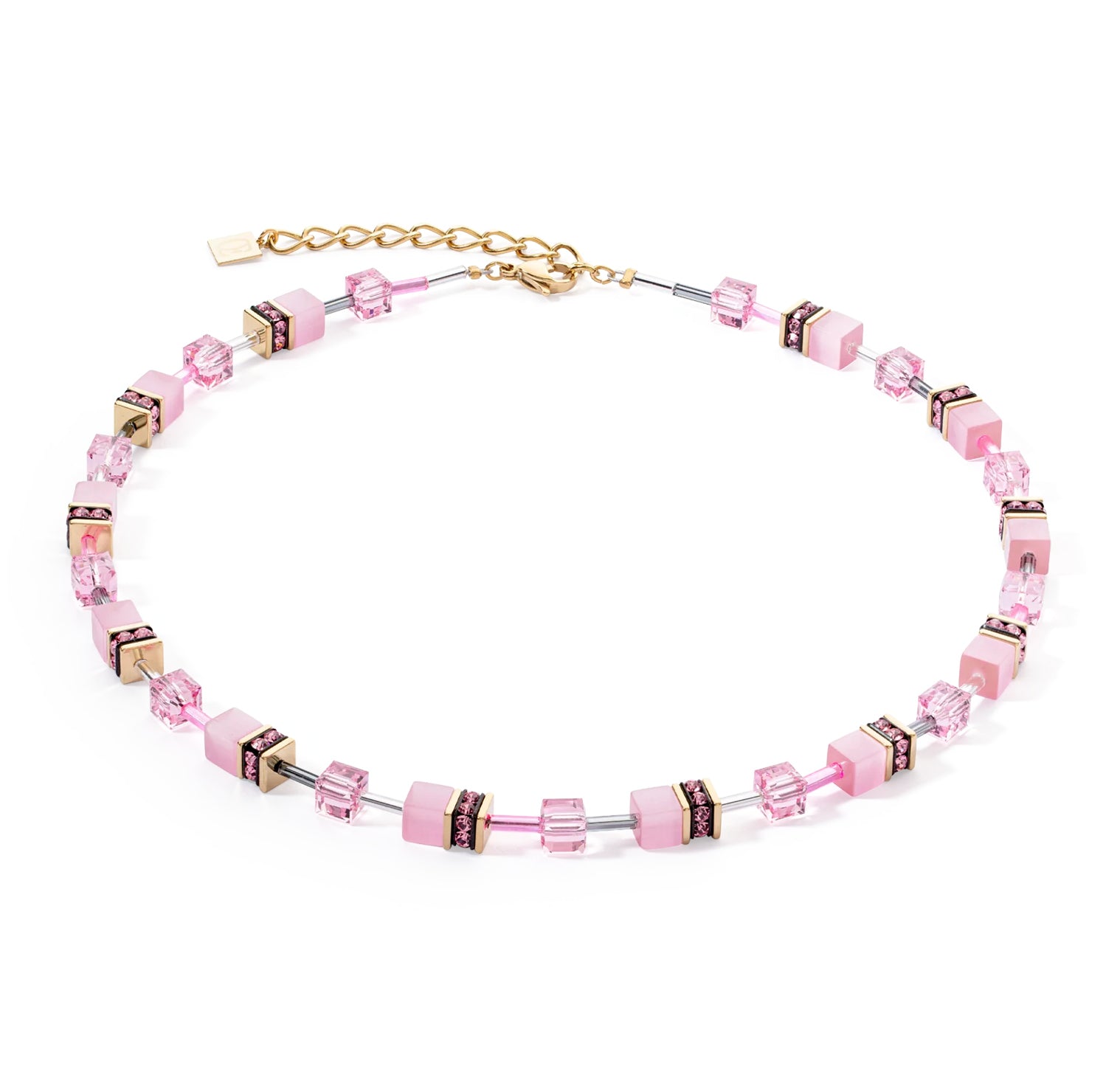 COEUR DE LION - Halskette GeoCUBE® Iconic Mono rosa Edelstahl vergoldet - Juwelier Donkel