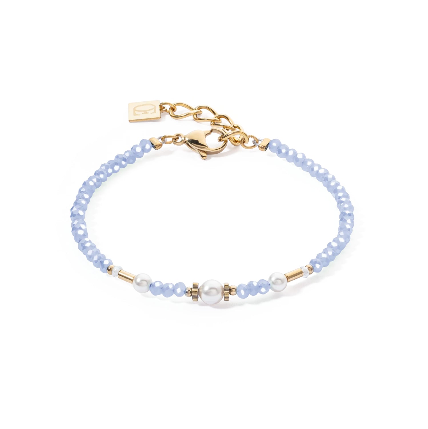 CEOUR DE LION - Armkette Little Twinkle Pearl Mix hellblau Edelstahl vergoldet - Juwelier Donkel