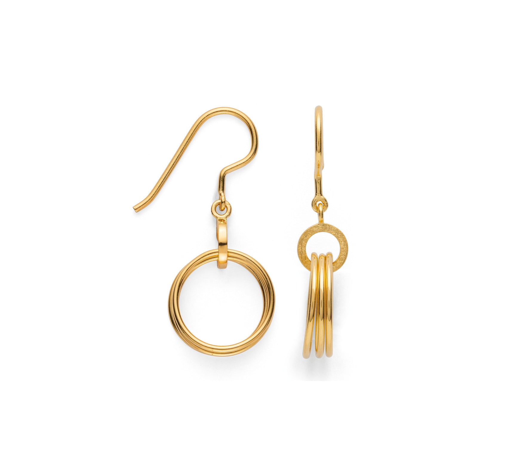 BASTIAN INVERUN - Ohrhänger Golden Trio in Silber vergoldet - Juwelier Donkel
