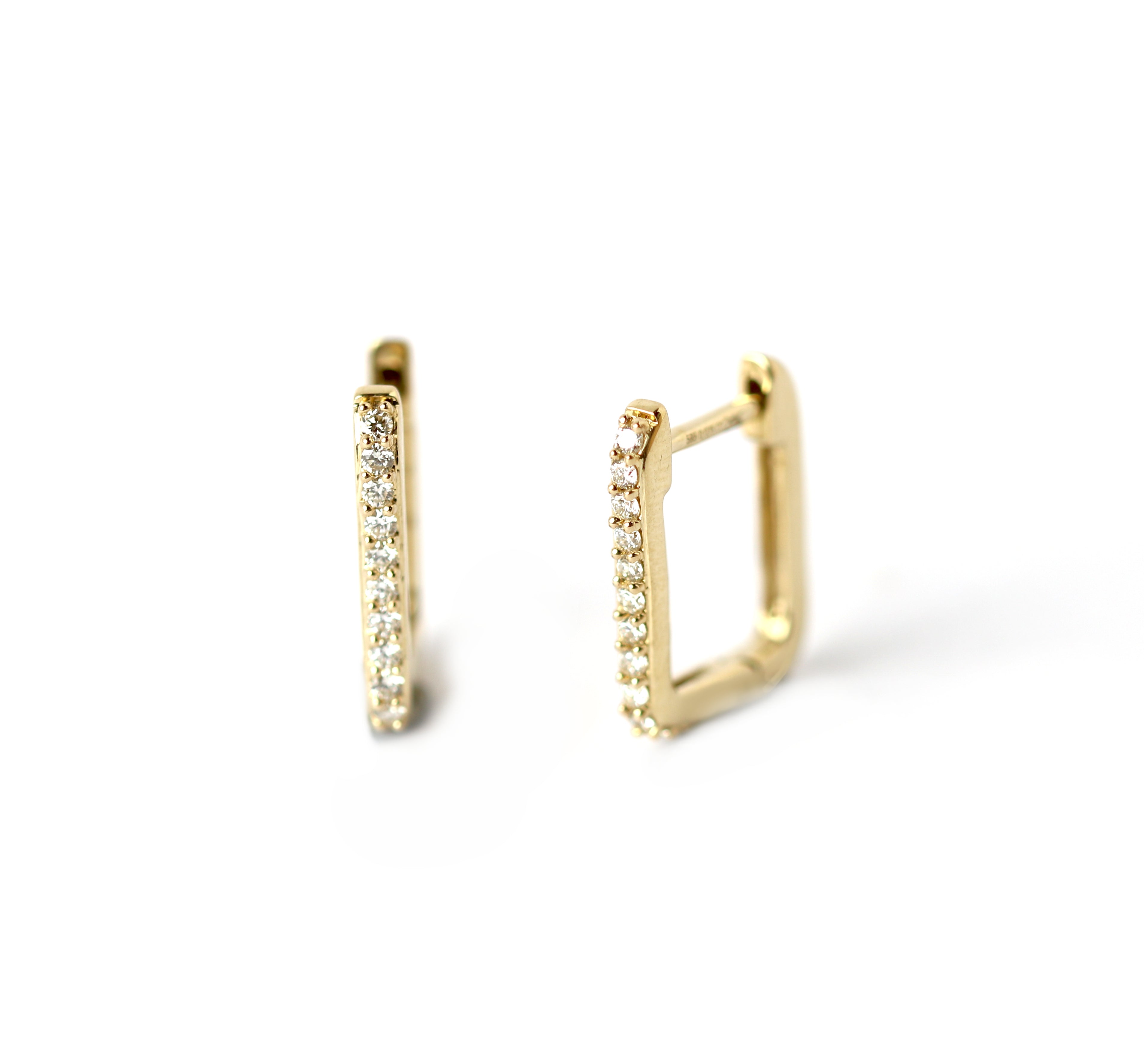 WILHELM MÜLLER - Creolen rechteckig in Gold mit Brillanten - Juwelier Donkel