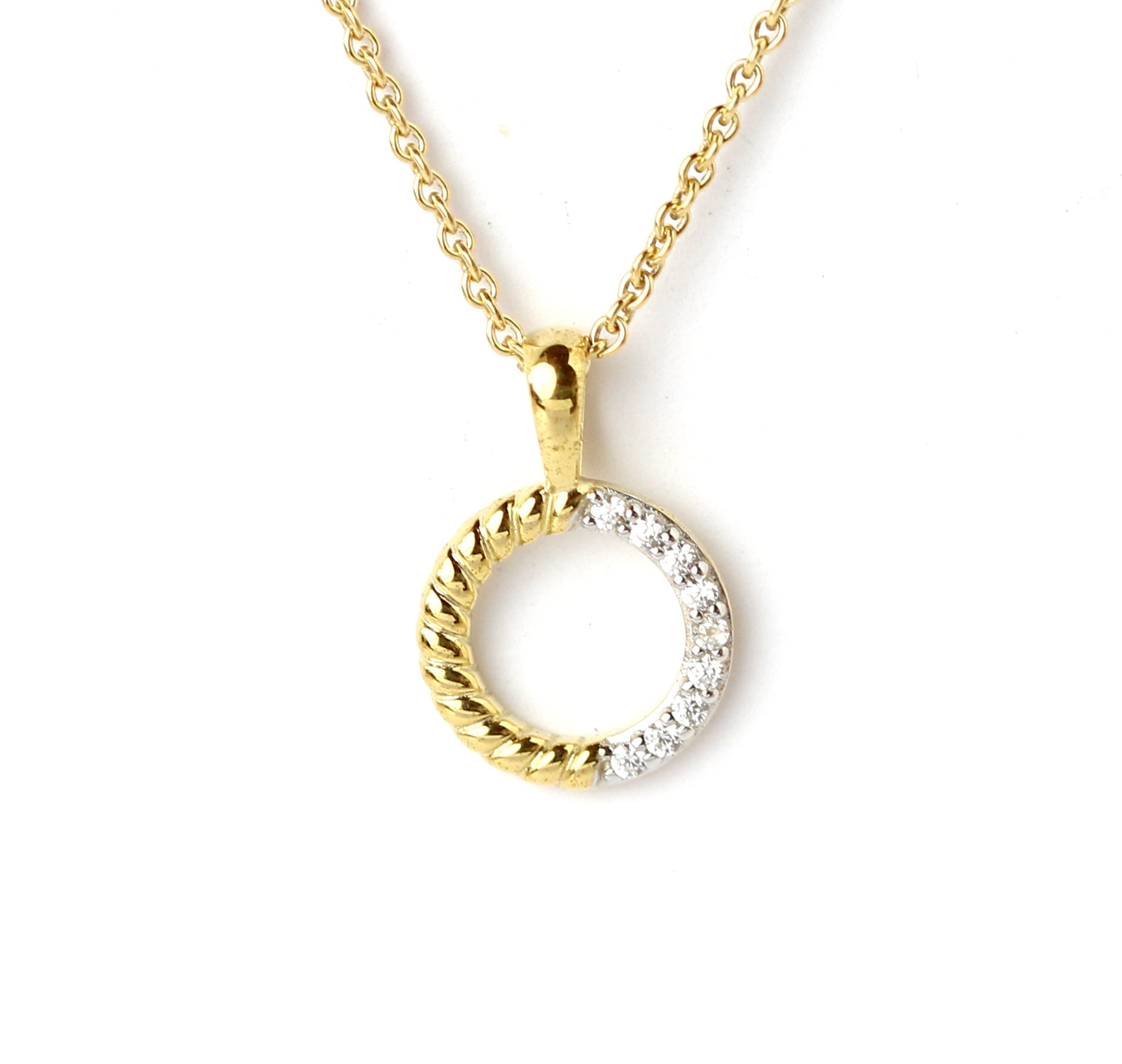 WILHELM MÜLLER - Anhänger in Gold Ringform Kordel mit Zirkonia - Juwelier Donkel