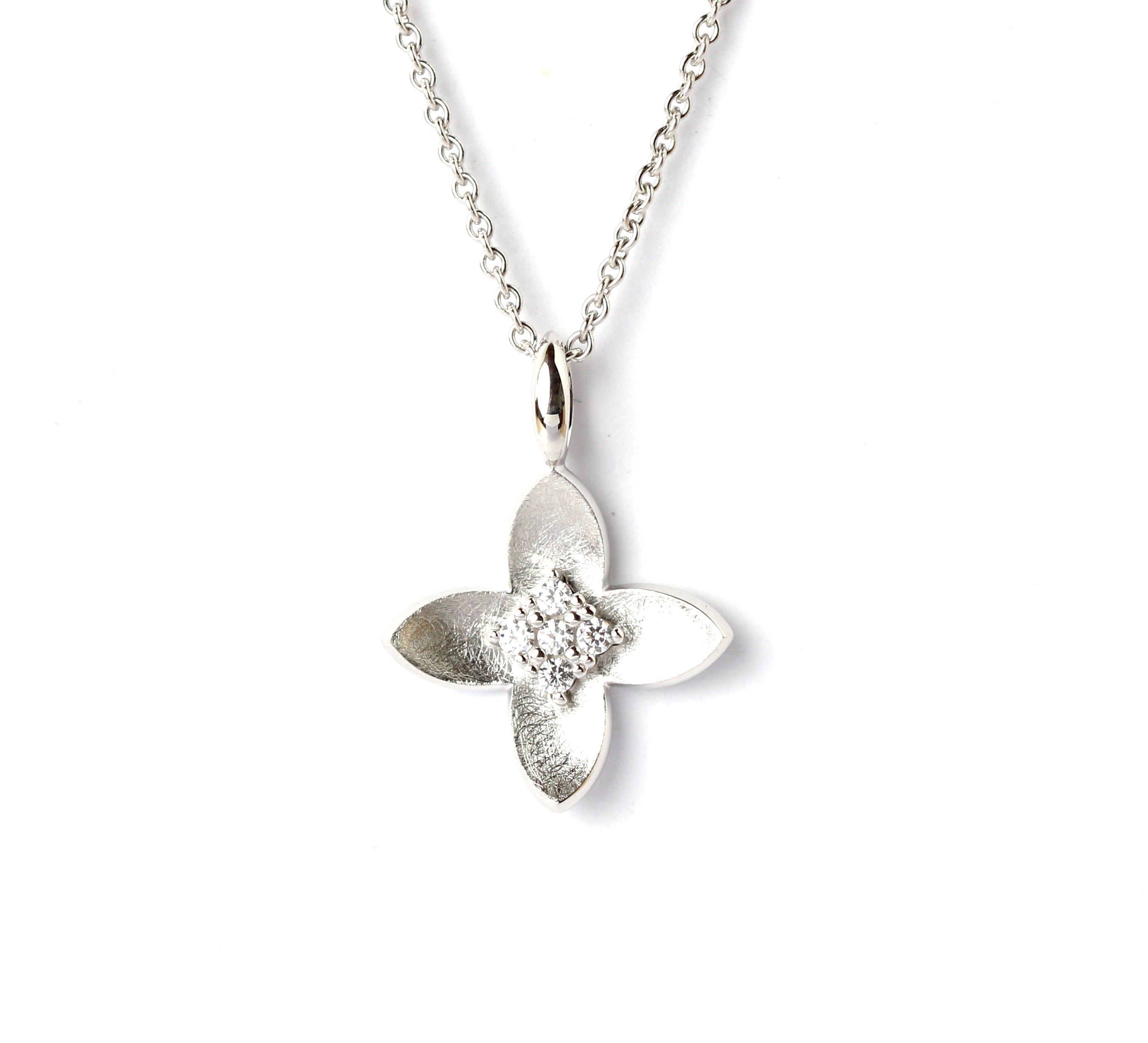 WILHELM MÜLLER - Anhänger in Weißgold Blüte mit Zirkonia - Juwelier Donkel