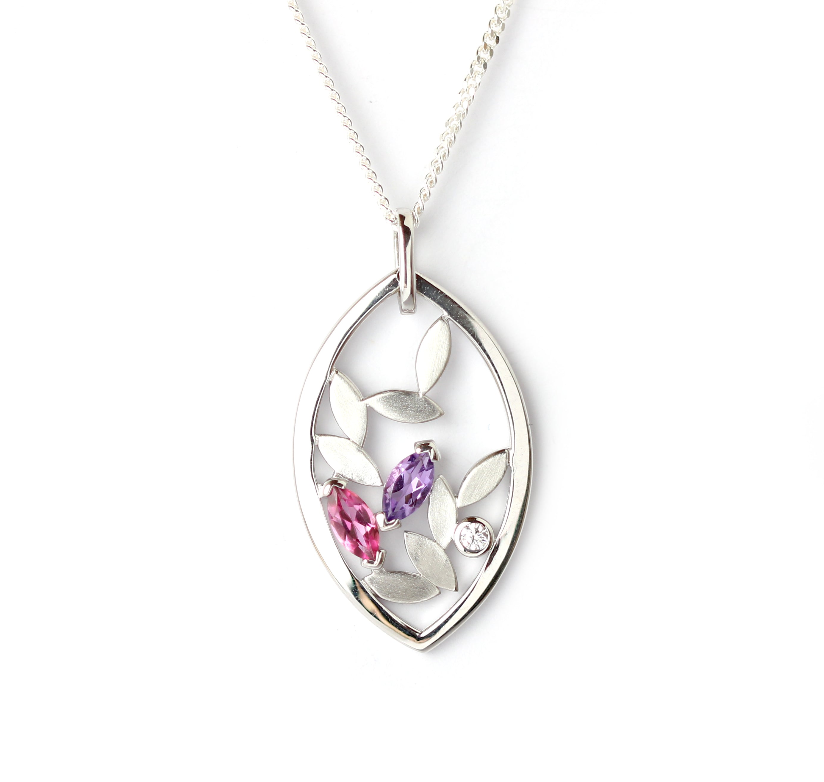 WILHELM MÜLLER - Anhänger in Silber mit Zirkonia, pinker Topas und Amethyst - Juwelier Donkel