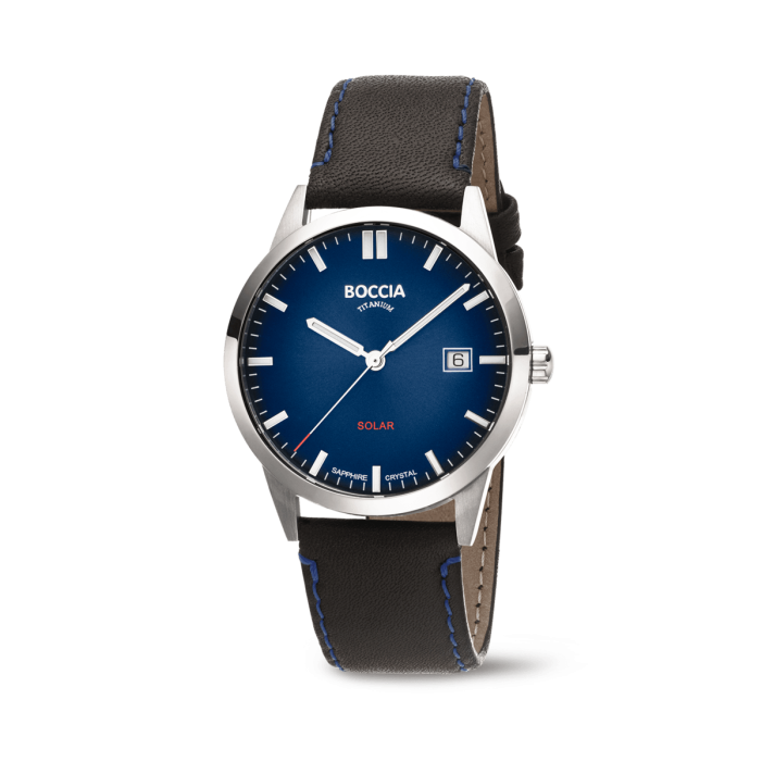 BOCCIA - Titanium Solar-Herrenuhr blau 39mm - Juwelier Donkel