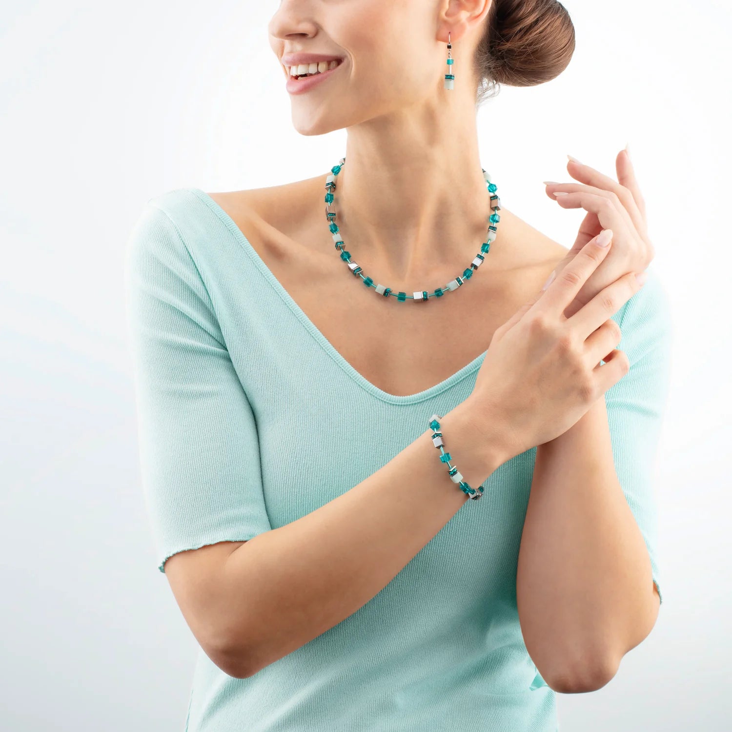 GeoCUBE® Iconic Precious Halskette silber-grün - Juwelier Donkel