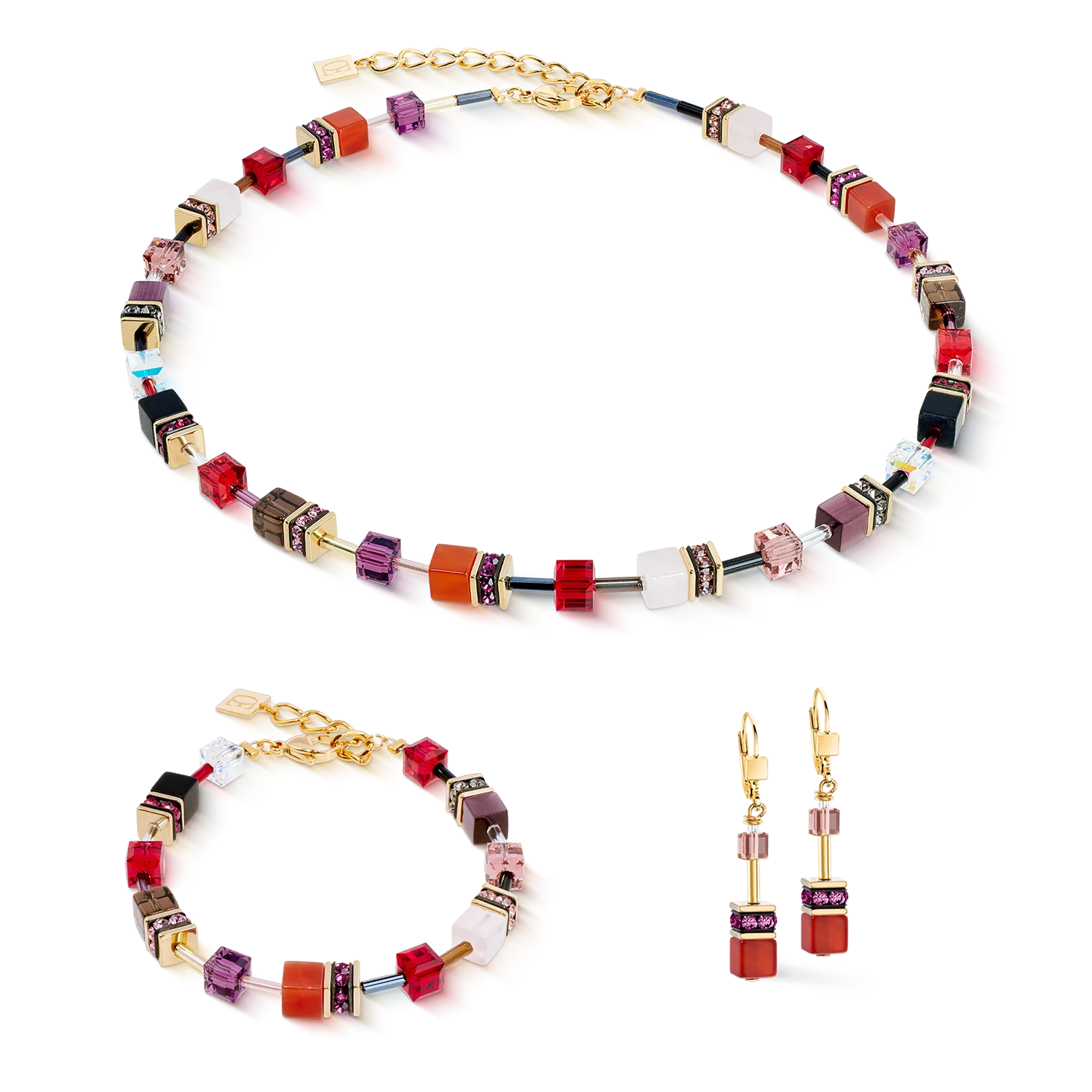 COEUR DE LION - GeoCUBE® Iconic Precious Halskette Festive rot