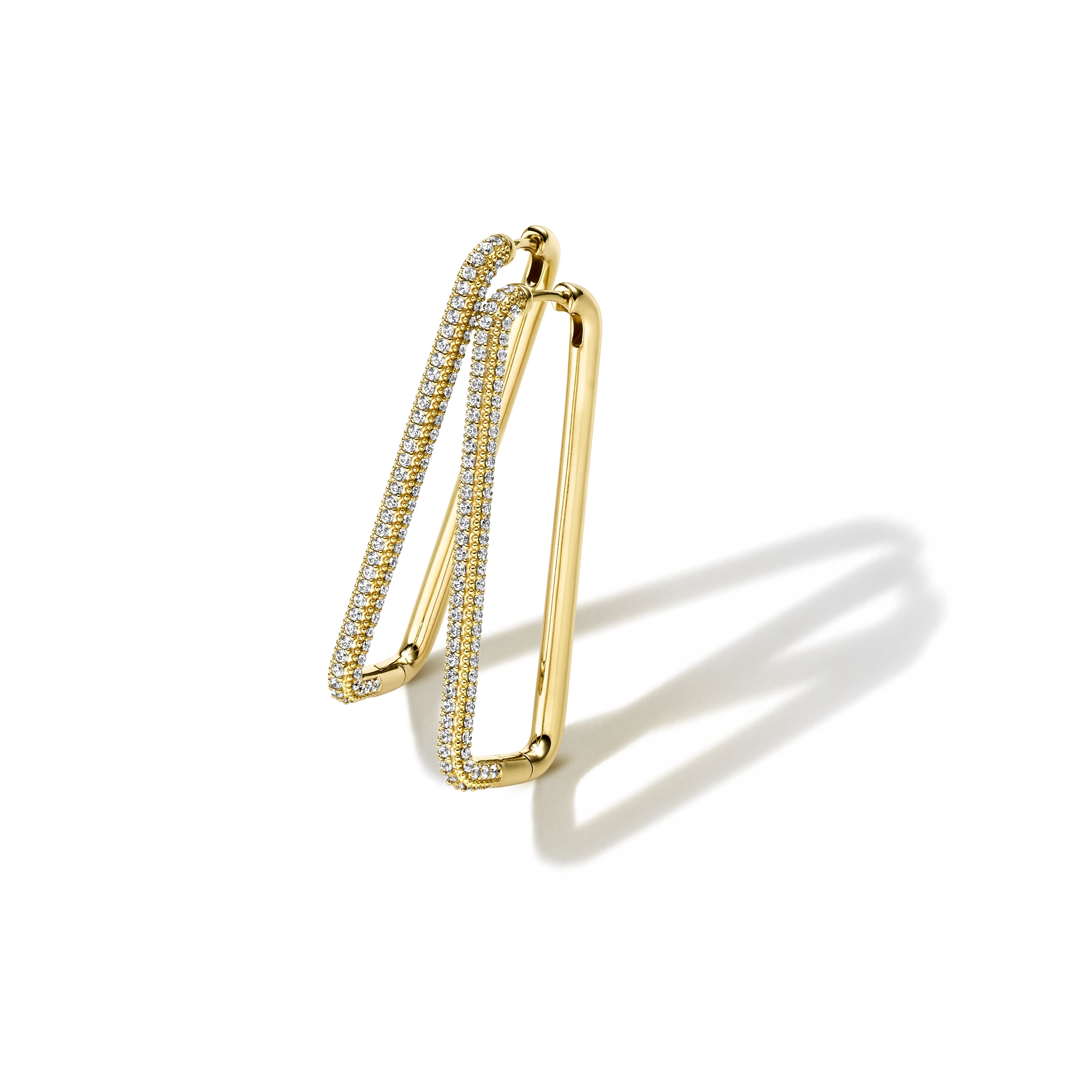 WILHELM MÜLLER - Creolen in Silber vergoldet, eckig mit Zirkonia - Juwelier Donkel