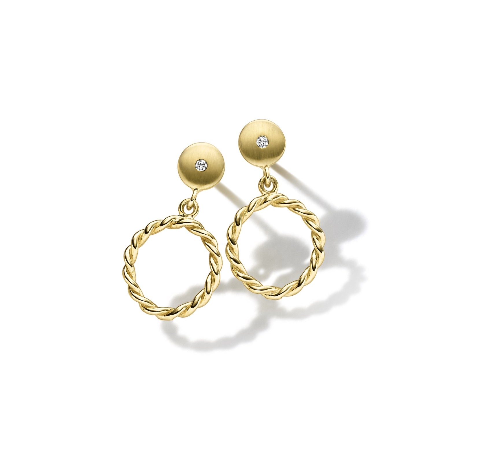 WILHELM MÜLLER - Ohrhänger in Gold mit Kordelring und Zirkonia - Juwelier Donkel