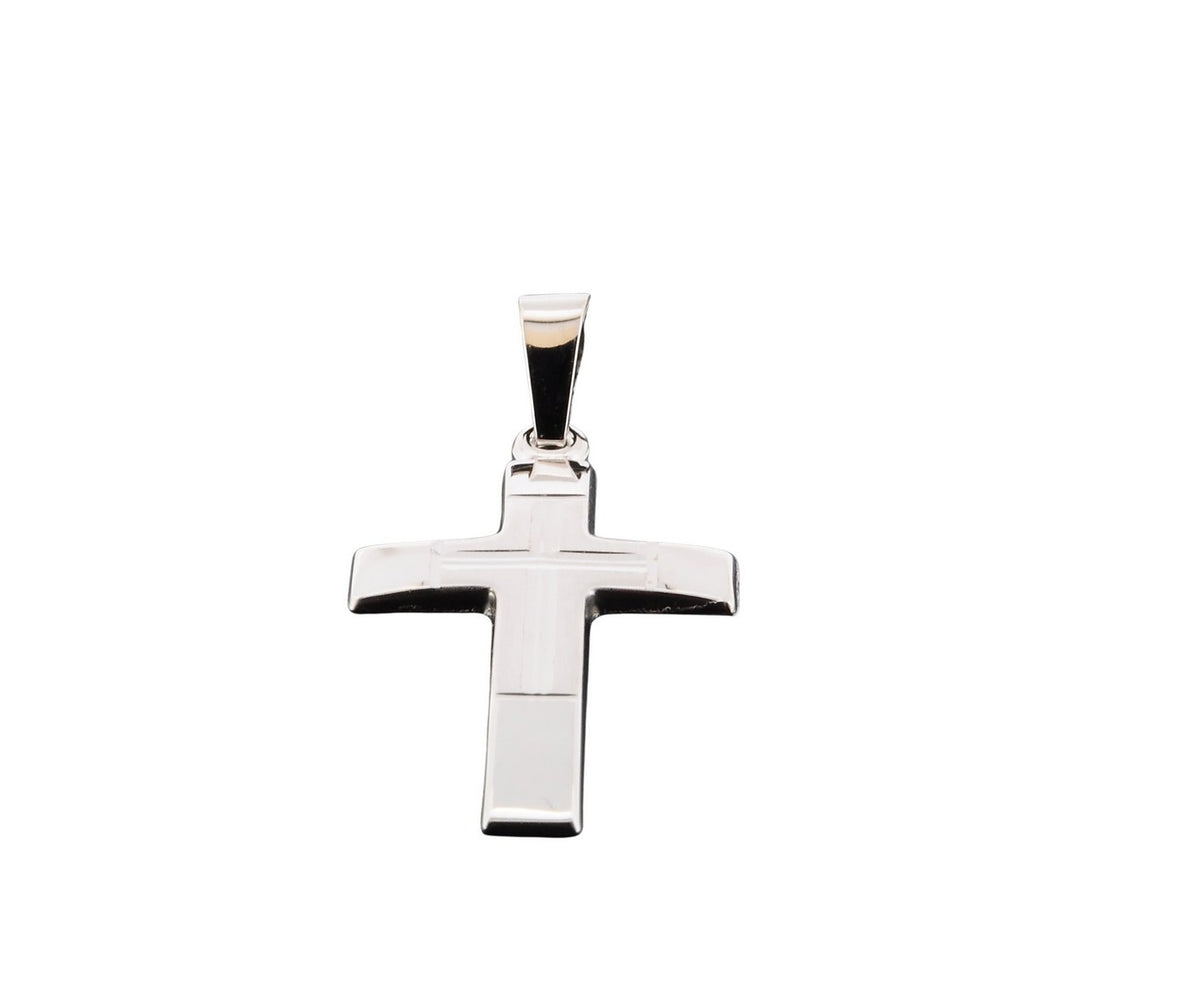 WILHELM MÜLLER - Anhänger Kreuz Weißgold gemustert 21mm x 14mm