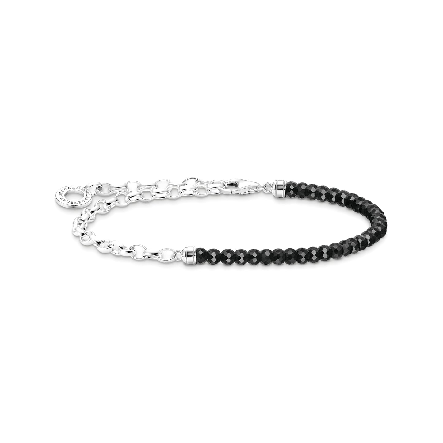 THOMAS SABO - Charm-Armband mit schwarzen Onyx-Beads und Kettengliedern Silber