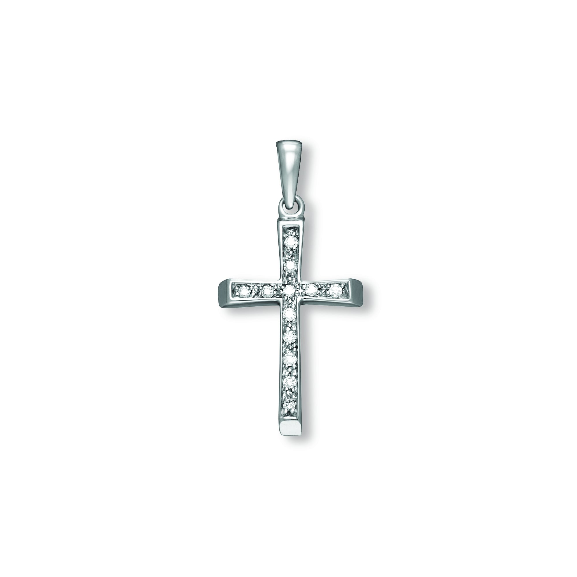 Anhänger Kreuz 333 Weißgold Zirkonia 22mm
