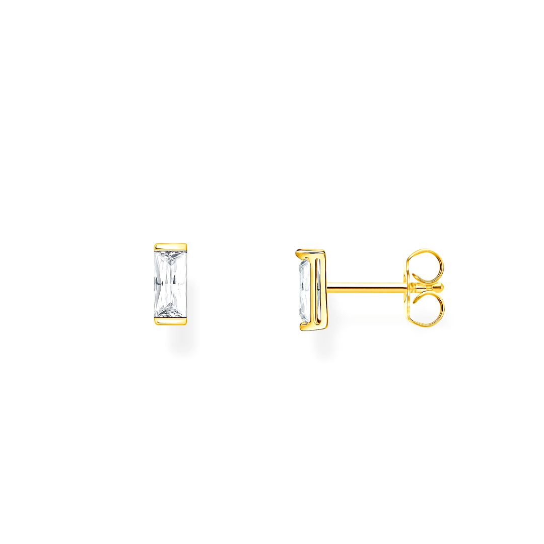 THOMAS SABO - Ohrstecker in Silber vergoldet mit weißem Stein in Baguette-Schliff